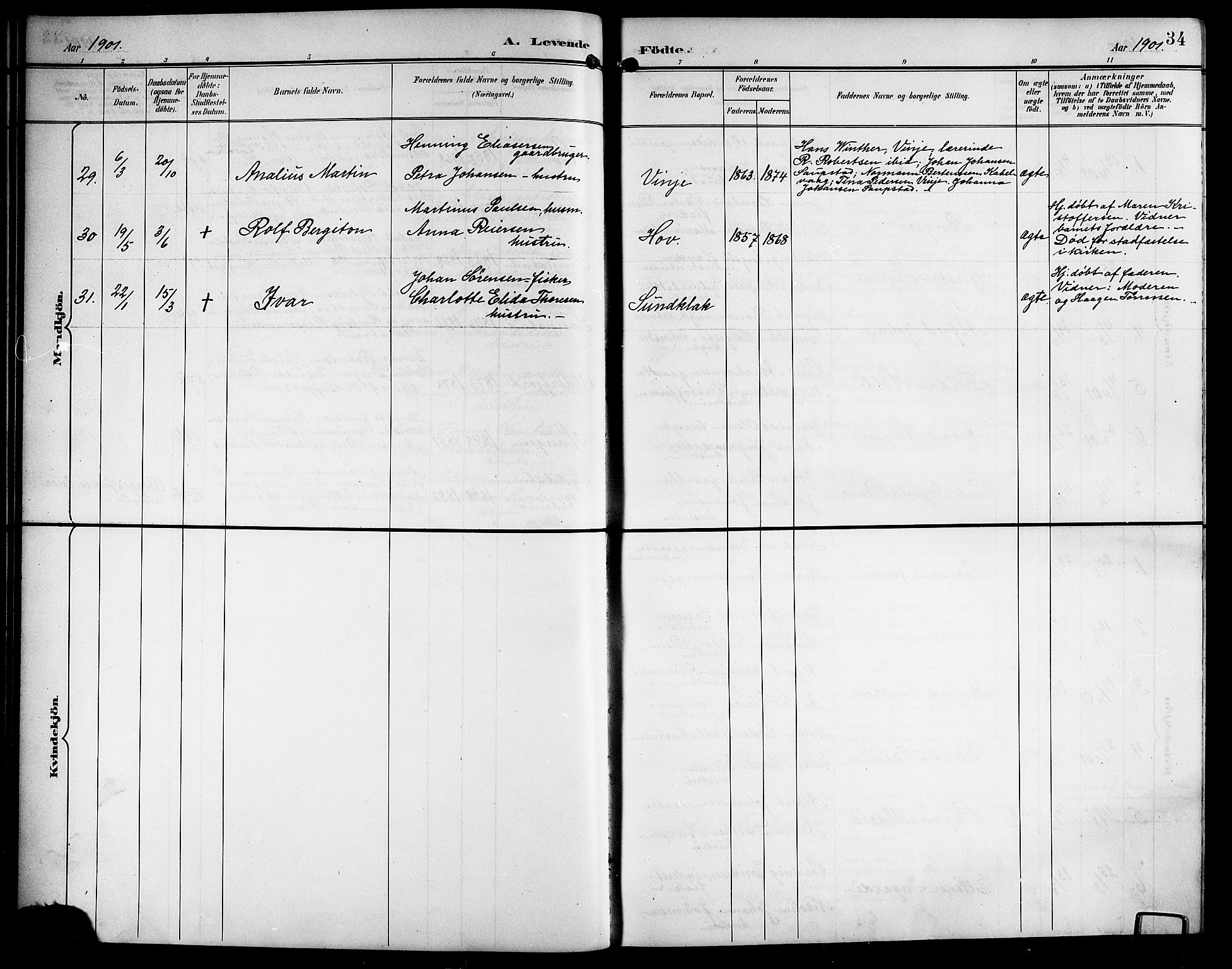 Ministerialprotokoller, klokkerbøker og fødselsregistre - Nordland, AV/SAT-A-1459/876/L1105: Parish register (copy) no. 876C04, 1896-1914, p. 34