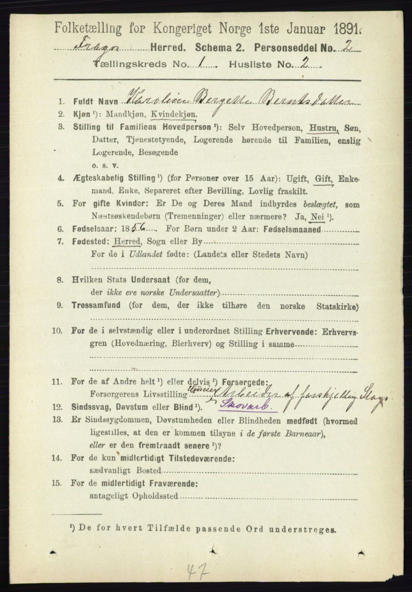 RA, 1891 census for 0215 Frogn, 1891, p. 143