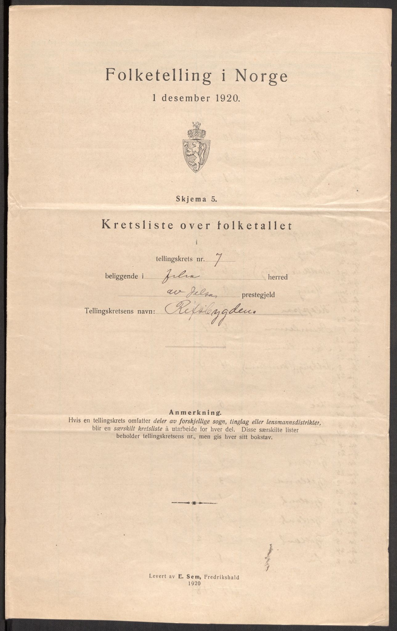 SAST, 1920 census for Jelsa, 1920, p. 32