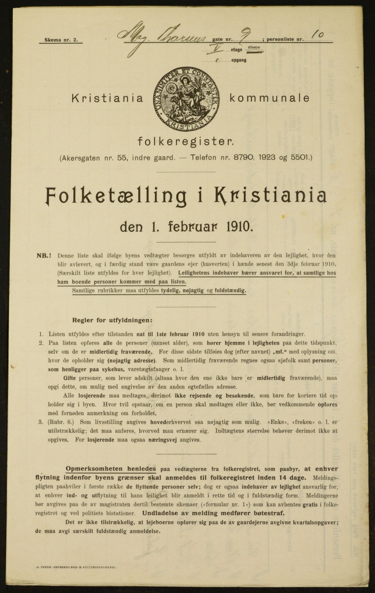 OBA, Municipal Census 1910 for Kristiania, 1910, p. 63481