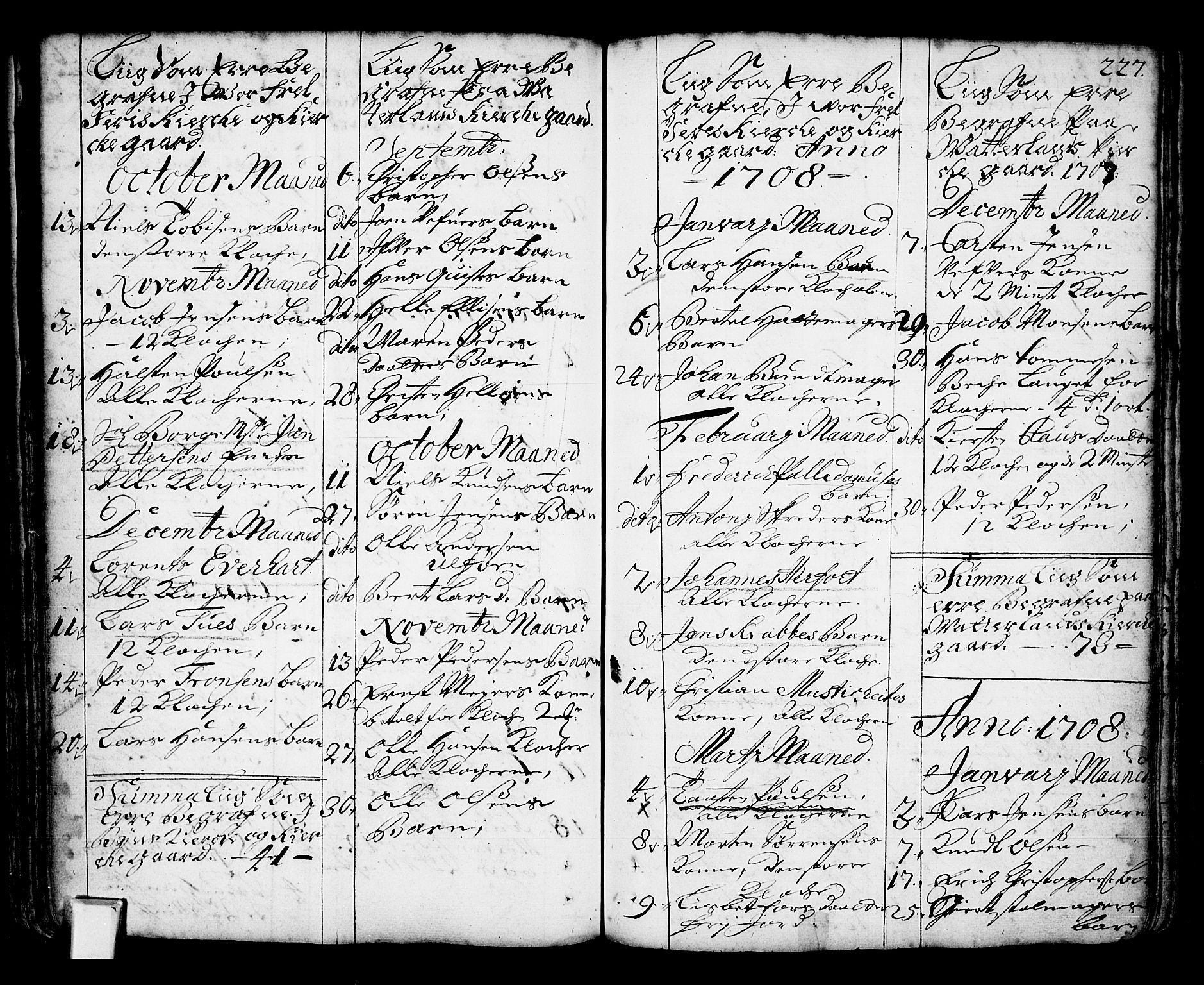 Oslo domkirke Kirkebøker, SAO/A-10752/F/Fa/L0002: Parish register (official) no. 2, 1705-1730, p. 227