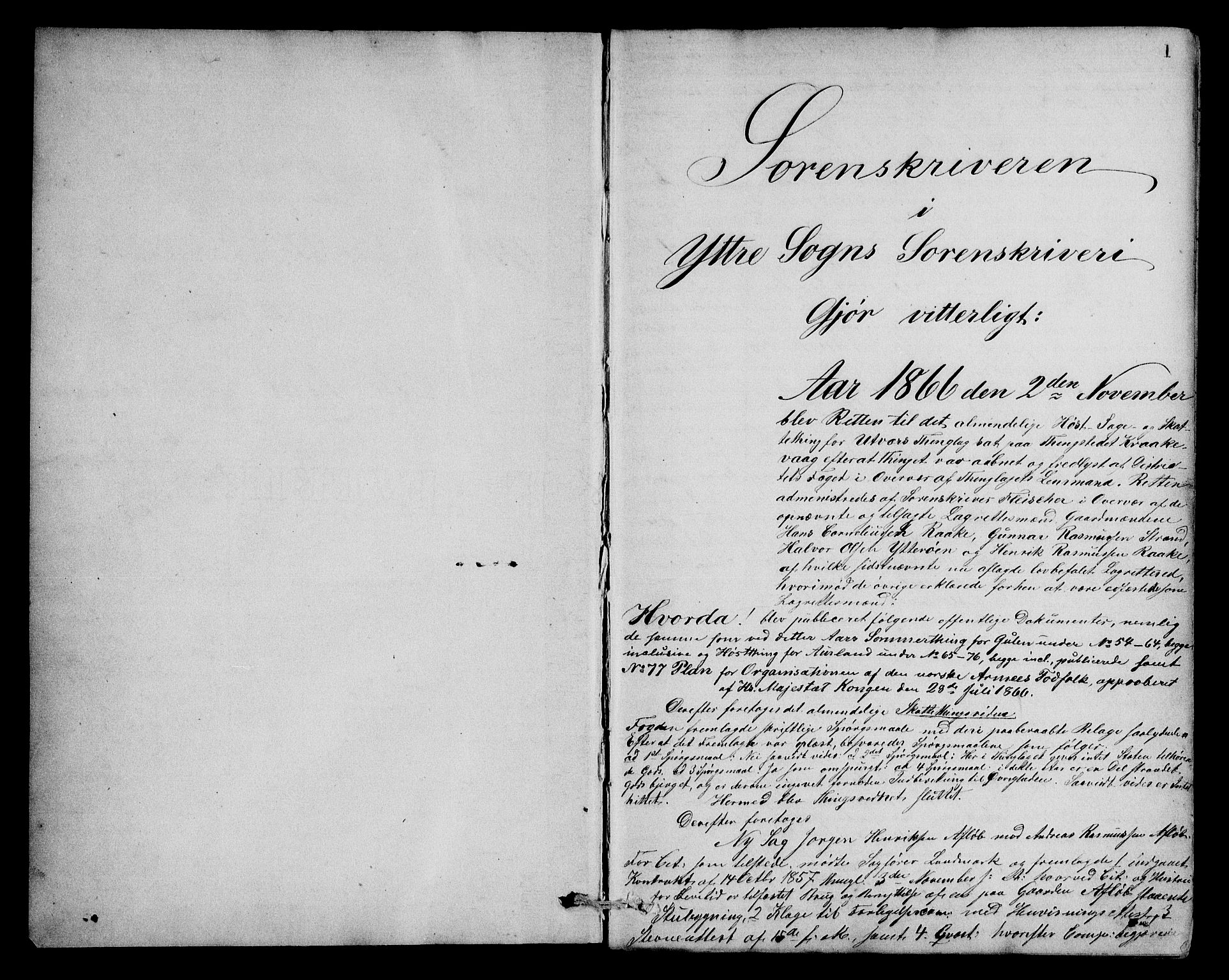 Ytre Sogn tingrett, AV/SAB-A-2601/1/F/Fa/L0053: Tingbok (justisprotokoll), 1866-1877, p. 0b-1a