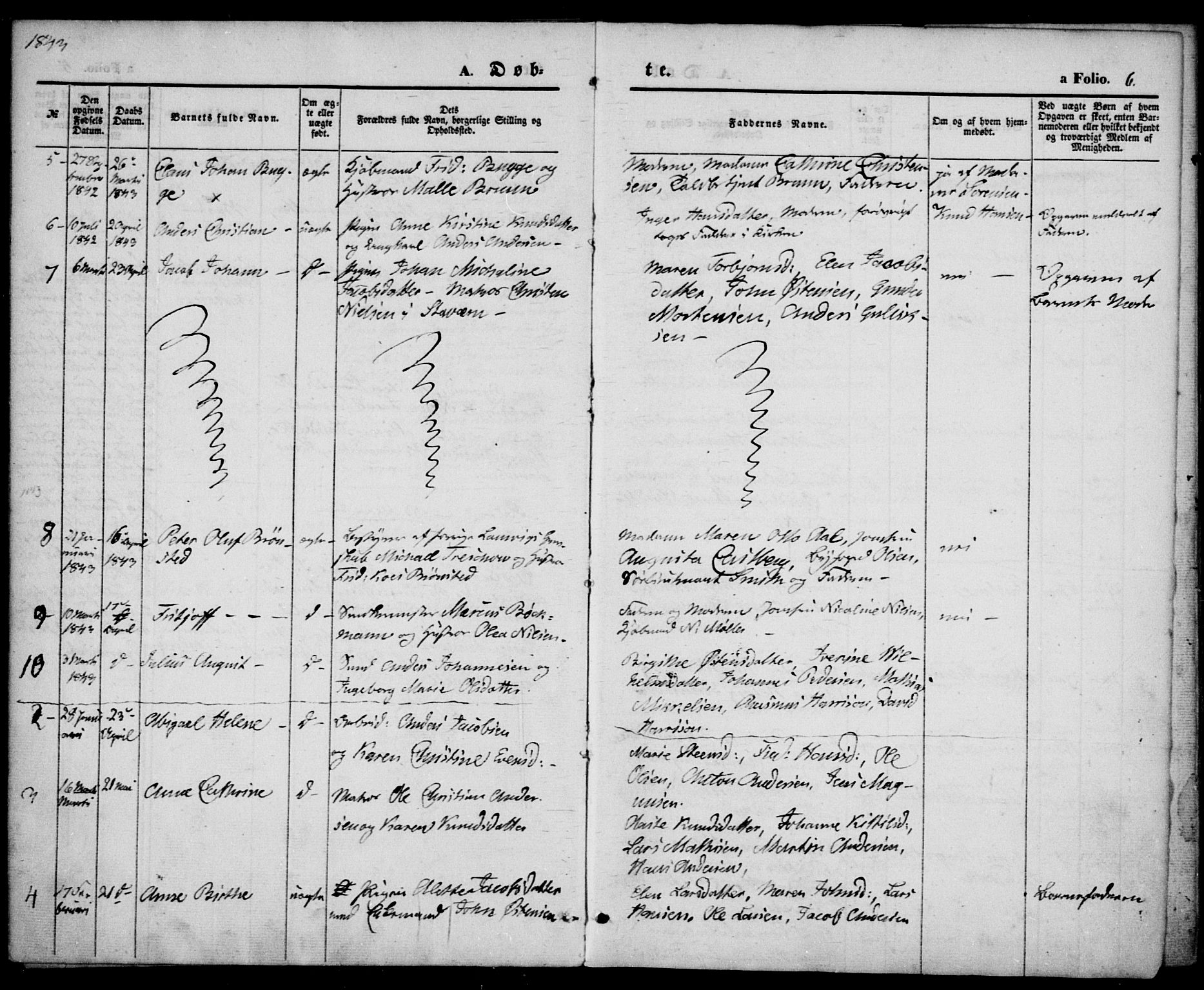Larvik kirkebøker, SAKO/A-352/F/Fb/L0003: Parish register (official) no. II 3, 1842-1856, p. 6