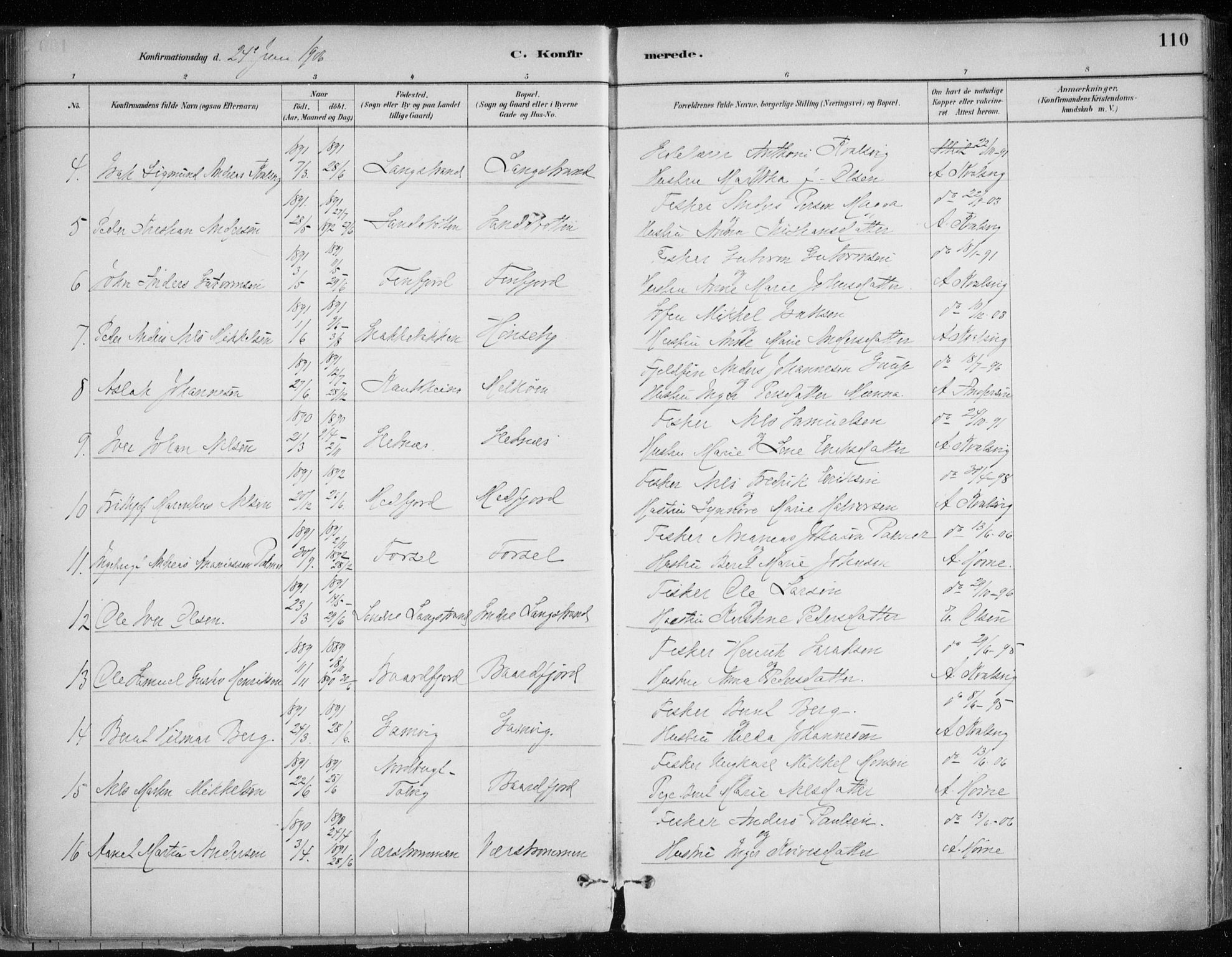 Hammerfest sokneprestkontor, AV/SATØ-S-1347/H/Ha/L0013.kirke: Parish register (official) no. 13, 1898-1917, p. 110