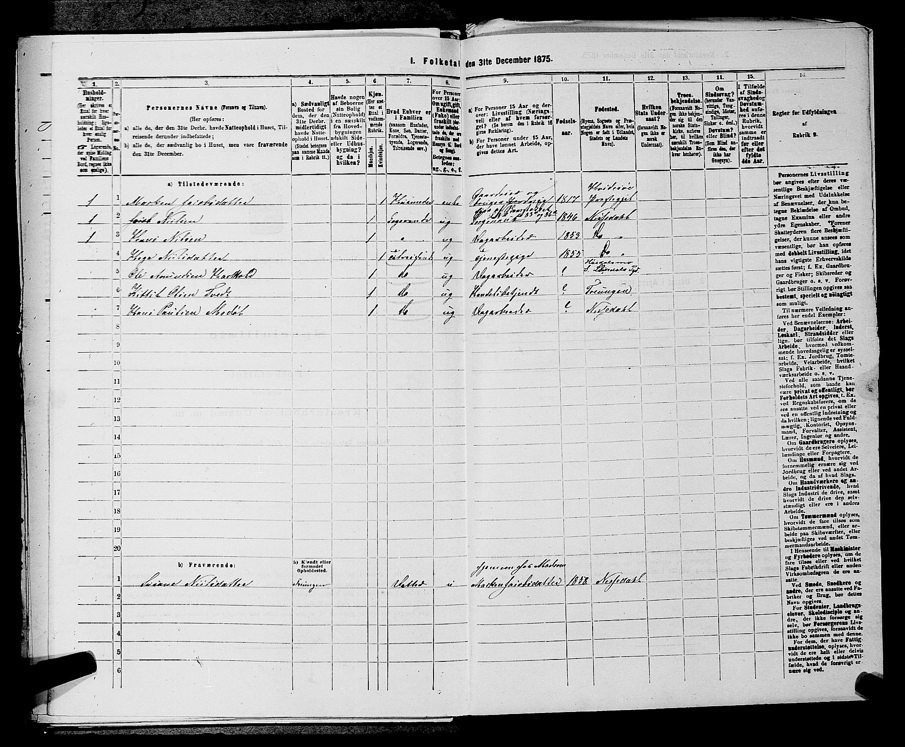 SAKO, 1875 census for 0830P Nissedal, 1875, p. 276