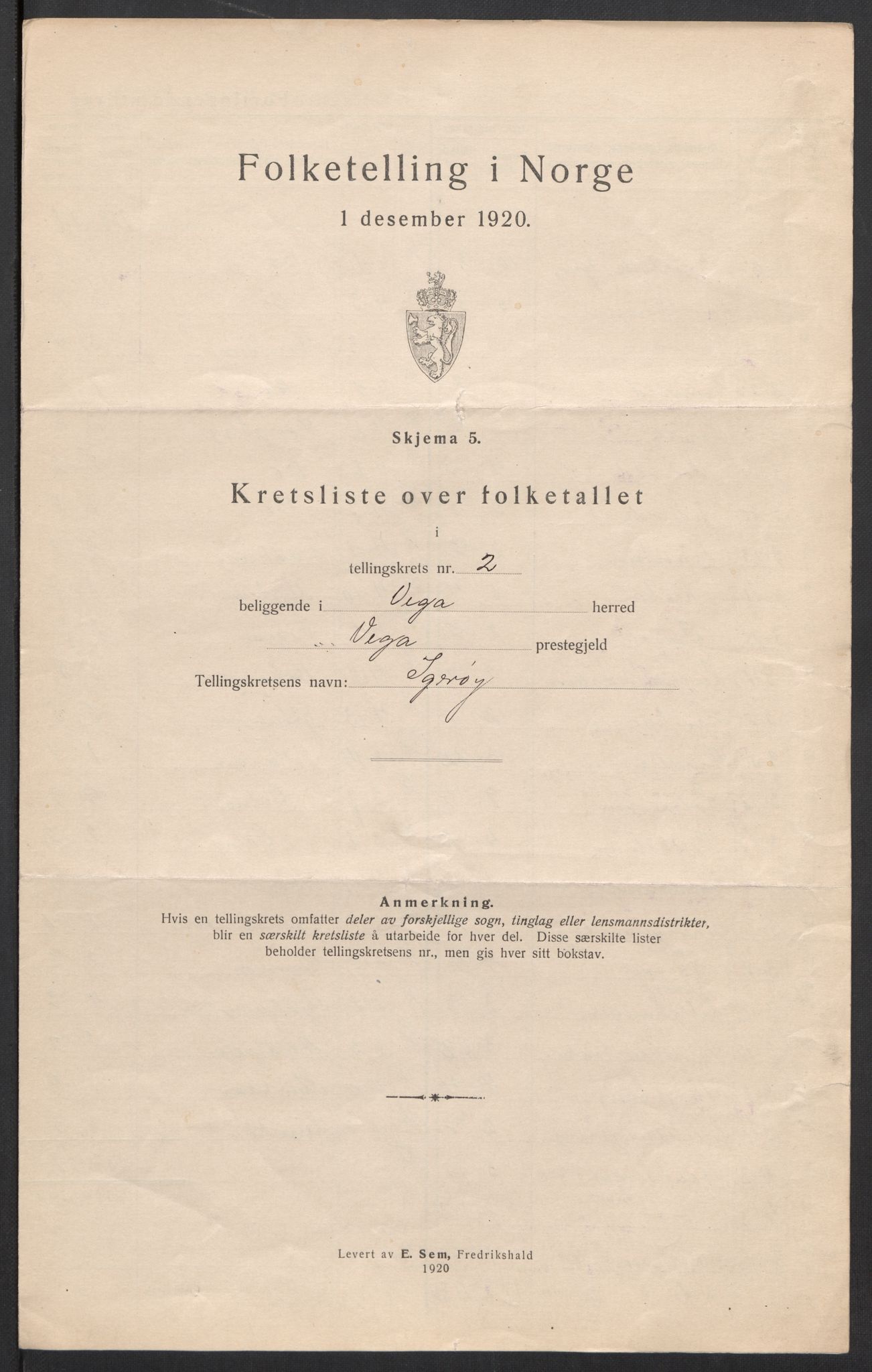 SAT, 1920 census for Vega, 1920, p. 9