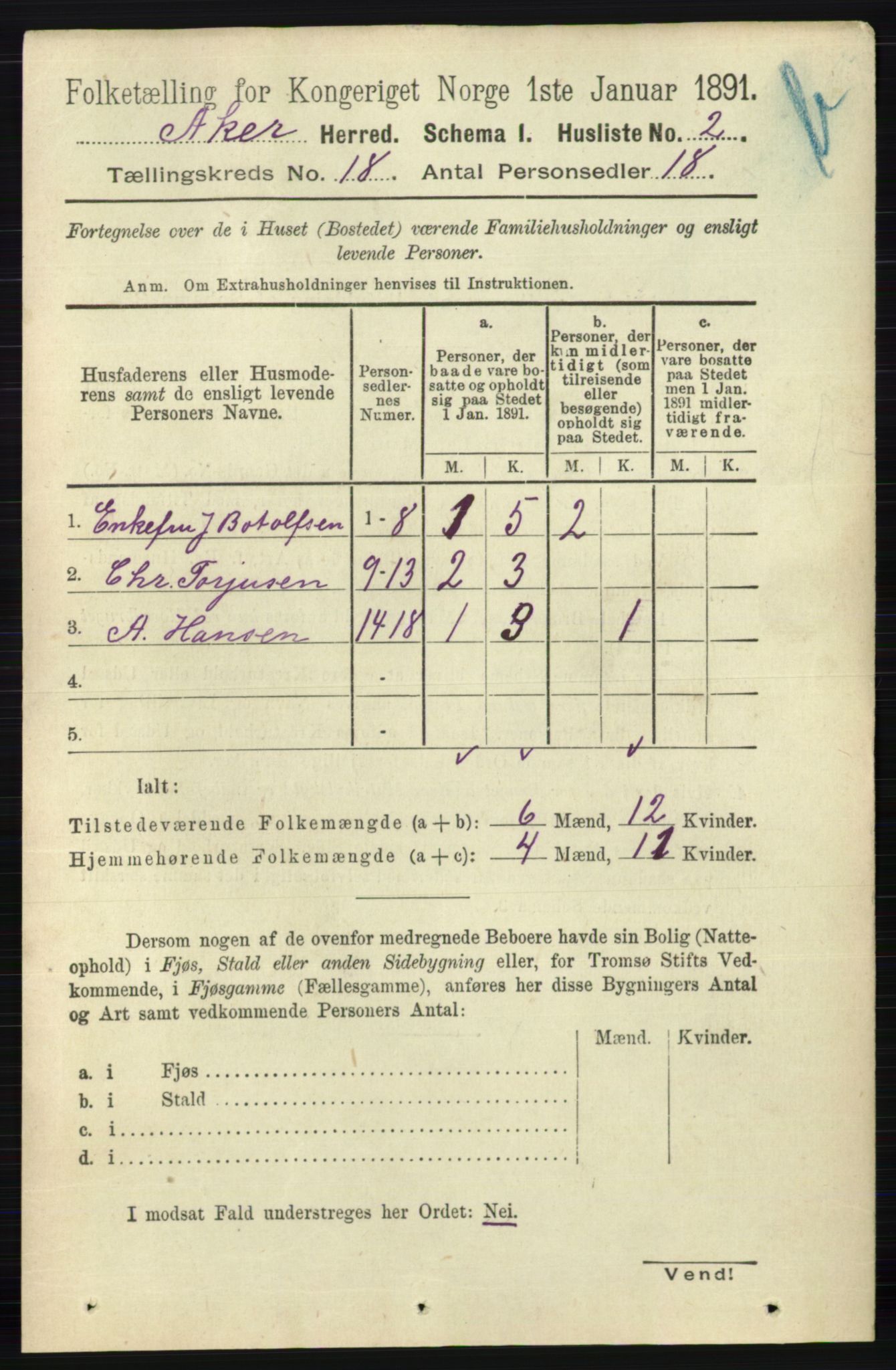 RA, 1891 census for 0218 Aker, 1891, p. 16308