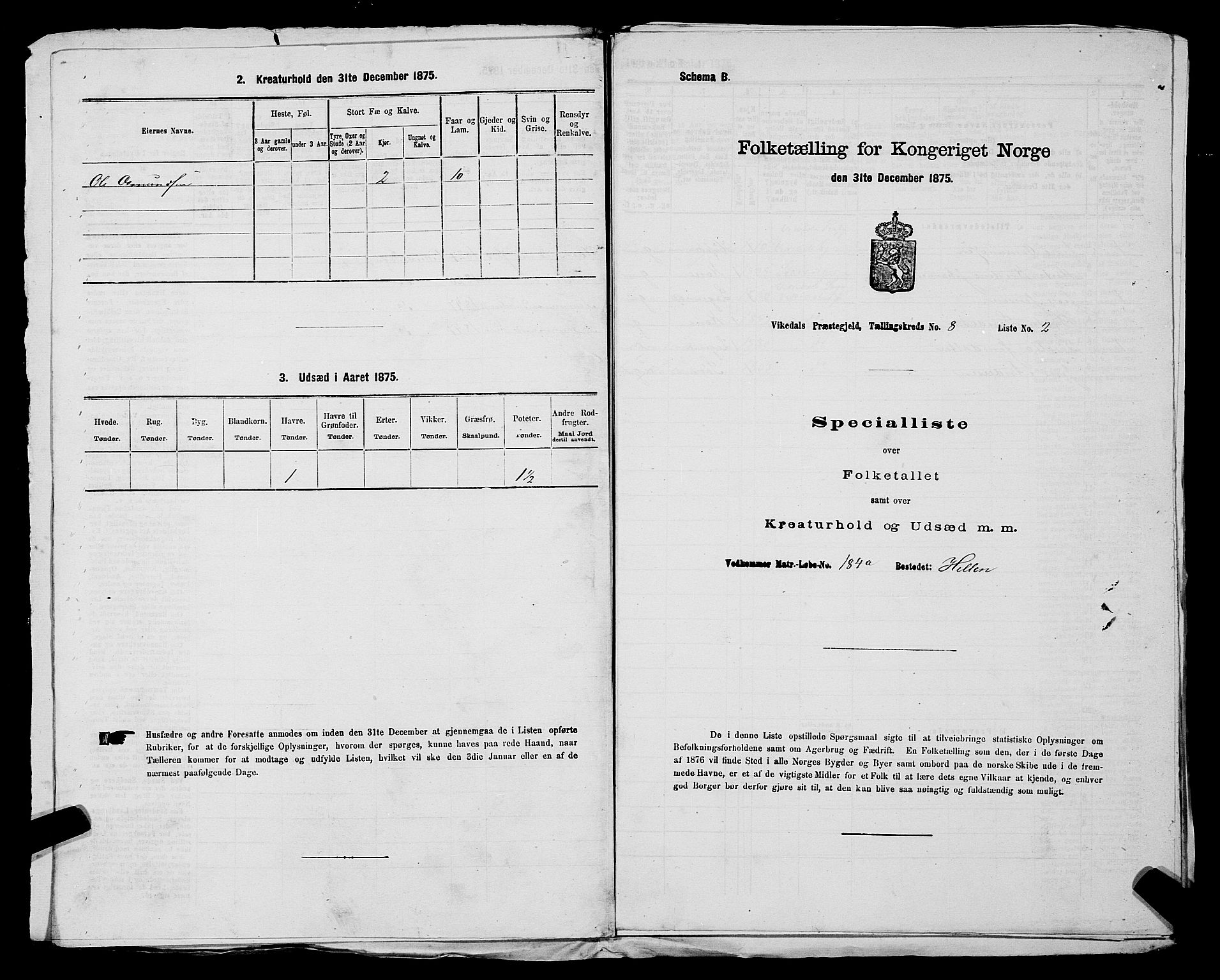 SAST, 1875 census for 1157P Vikedal, 1875, p. 907