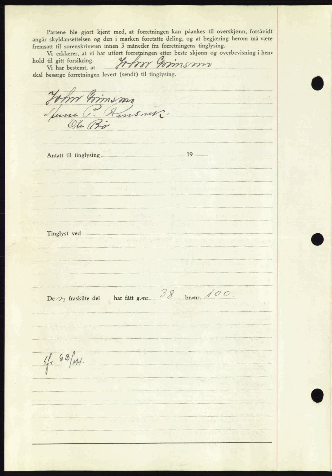 Nordmøre sorenskriveri, AV/SAT-A-4132/1/2/2Ca: Mortgage book no. A91, 1941-1942, Diary no: : 1785/1941