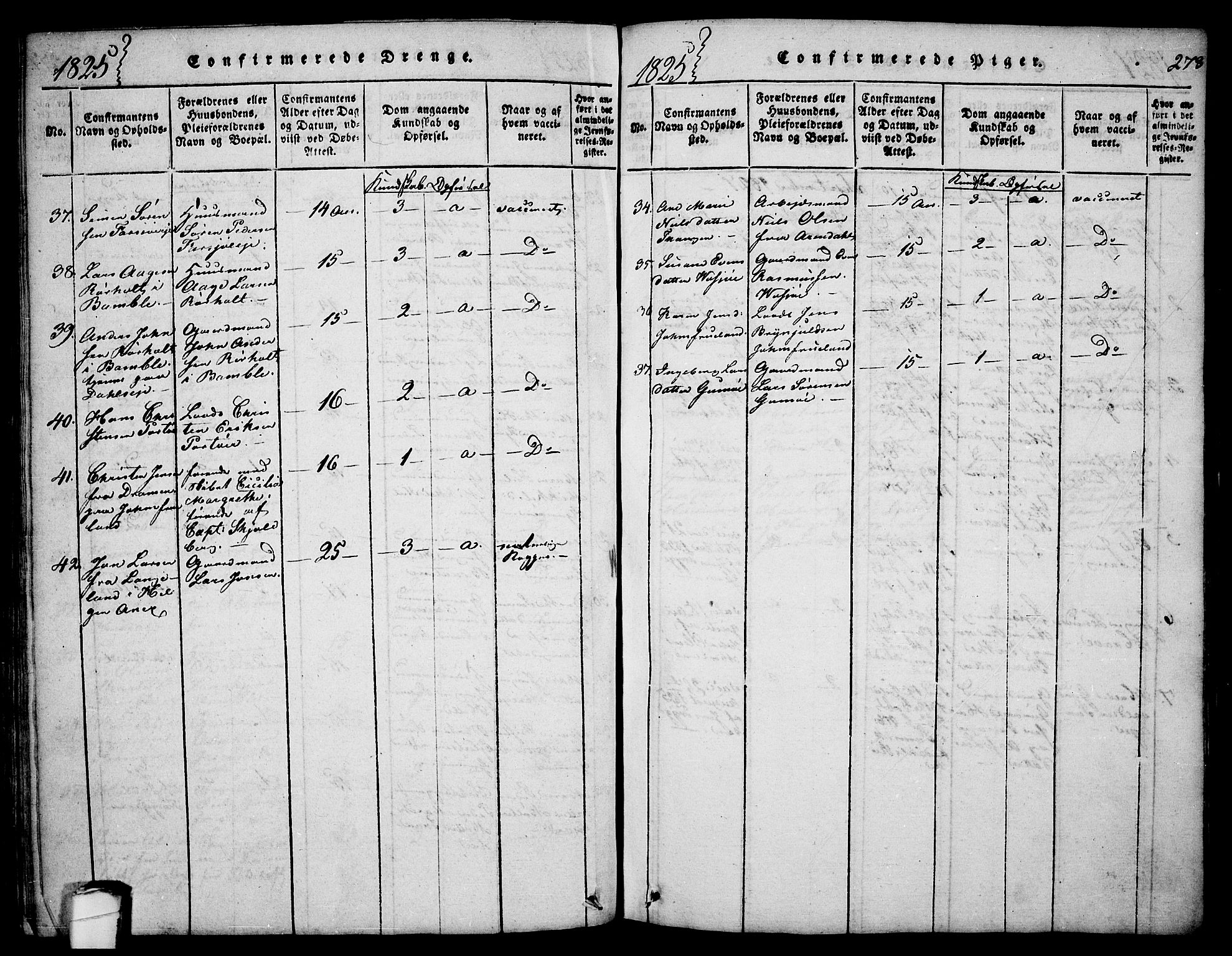 Sannidal kirkebøker, AV/SAKO-A-296/F/Fa/L0004: Parish register (official) no. 4, 1814-1829, p. 278