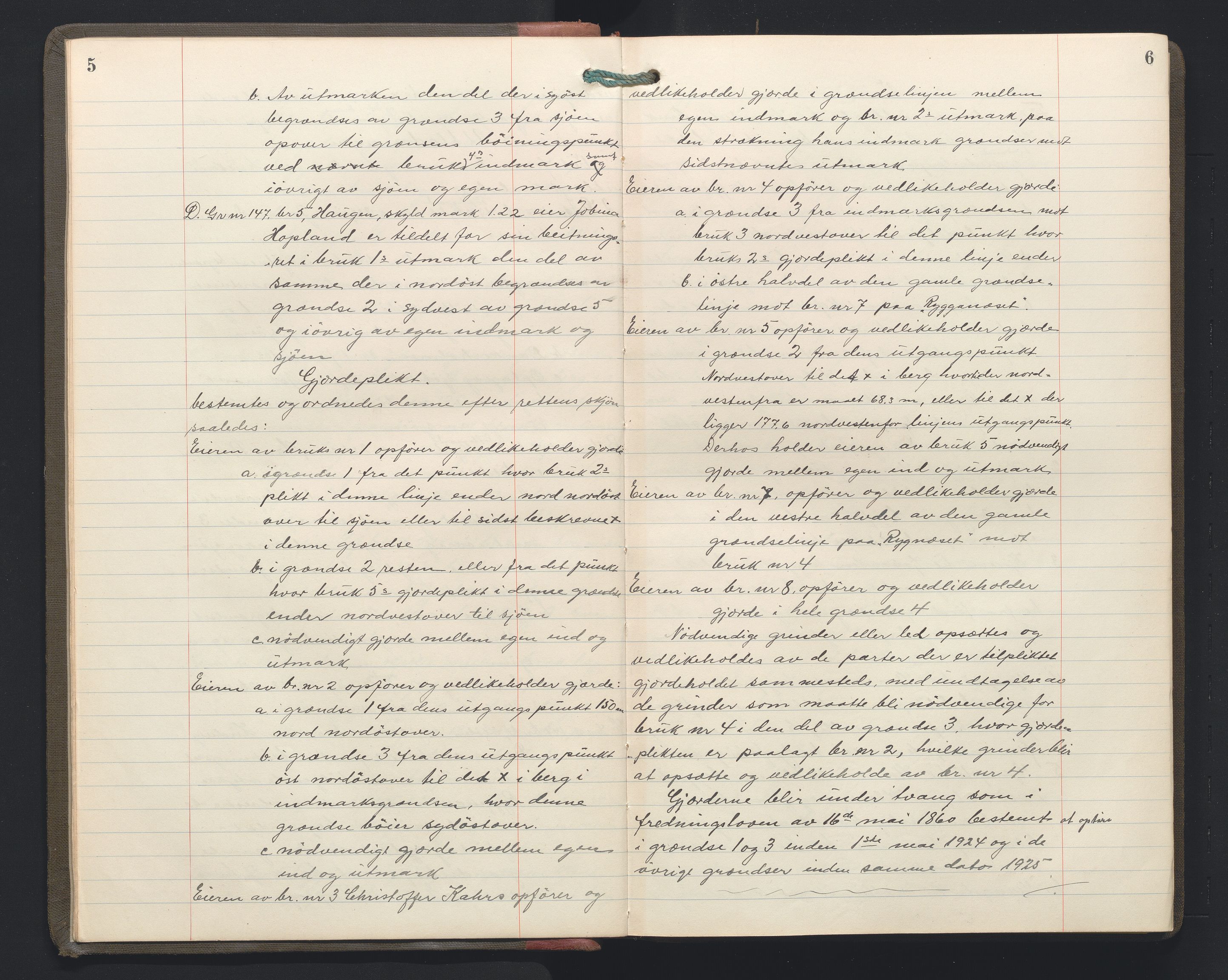 Hordaland jordskiftedøme - II Ytre Nordhordland jordskiftedistrikt, AV/SAB-A-6901/A/Aa/L0034: Forhandlingsprotokoll, 1923-1925, p. 5-6