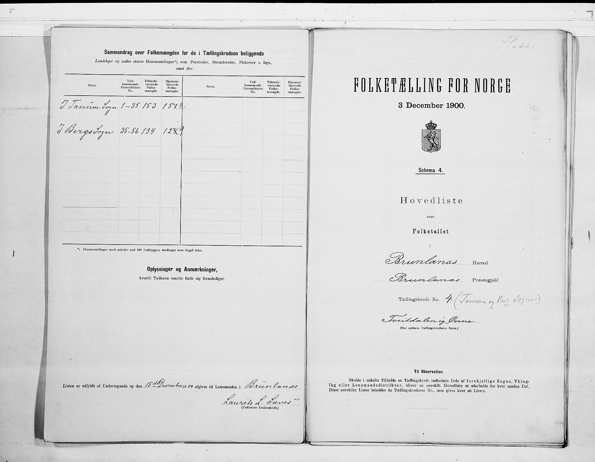 RA, 1900 census for Brunlanes, 1900, p. 12