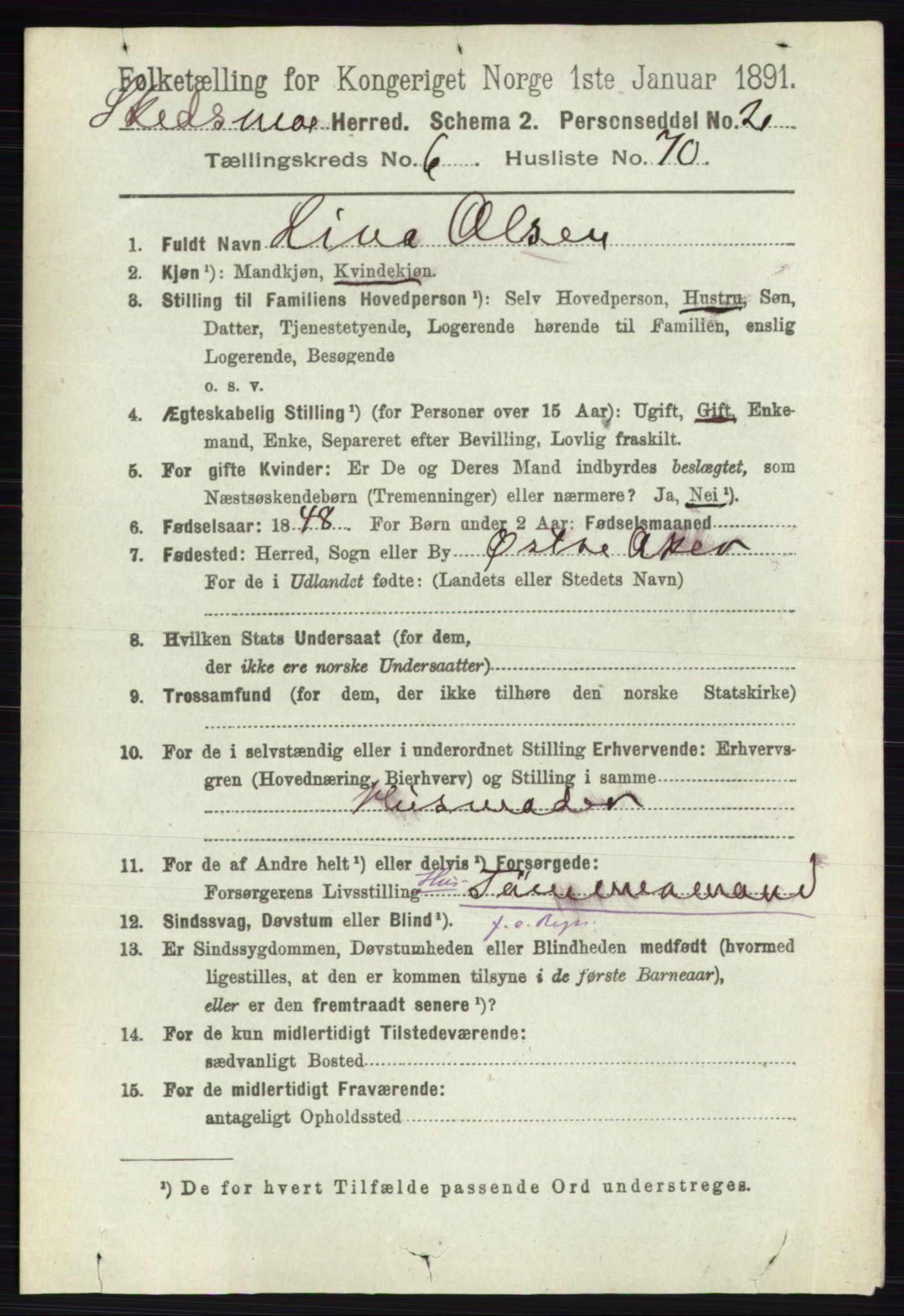 RA, 1891 census for 0231 Skedsmo, 1891, p. 3257