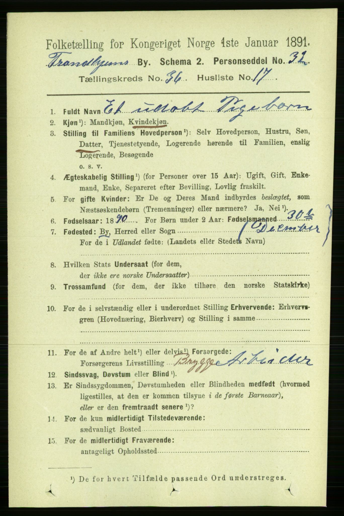 RA, 1891 census for 1601 Trondheim, 1891, p. 27120