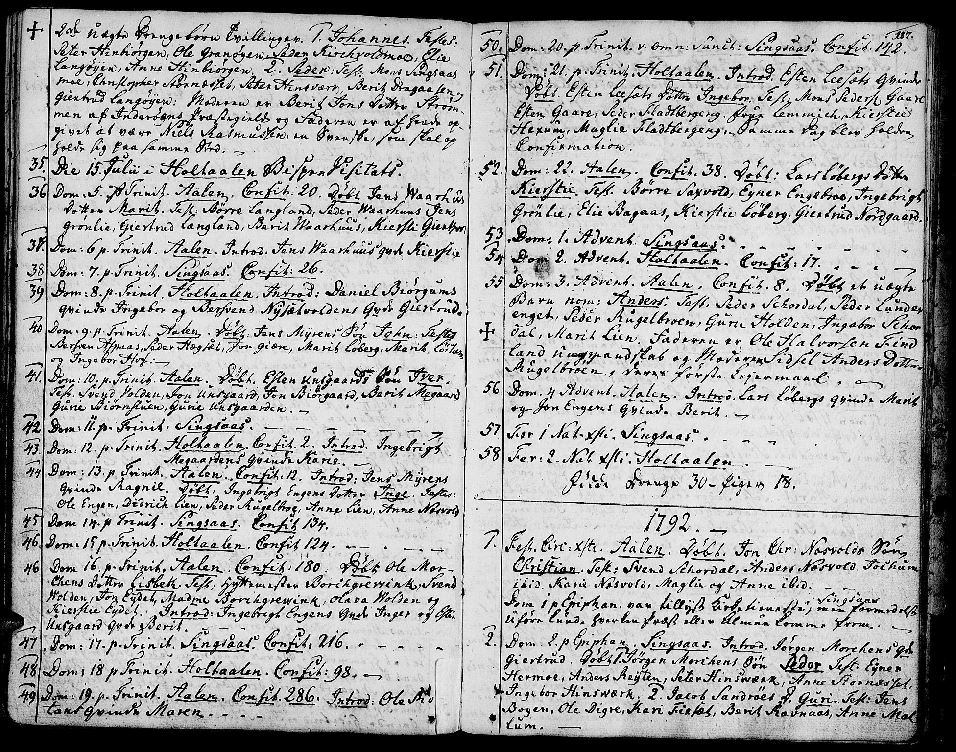 Ministerialprotokoller, klokkerbøker og fødselsregistre - Sør-Trøndelag, SAT/A-1456/685/L0952: Parish register (official) no. 685A01, 1745-1804, p. 187