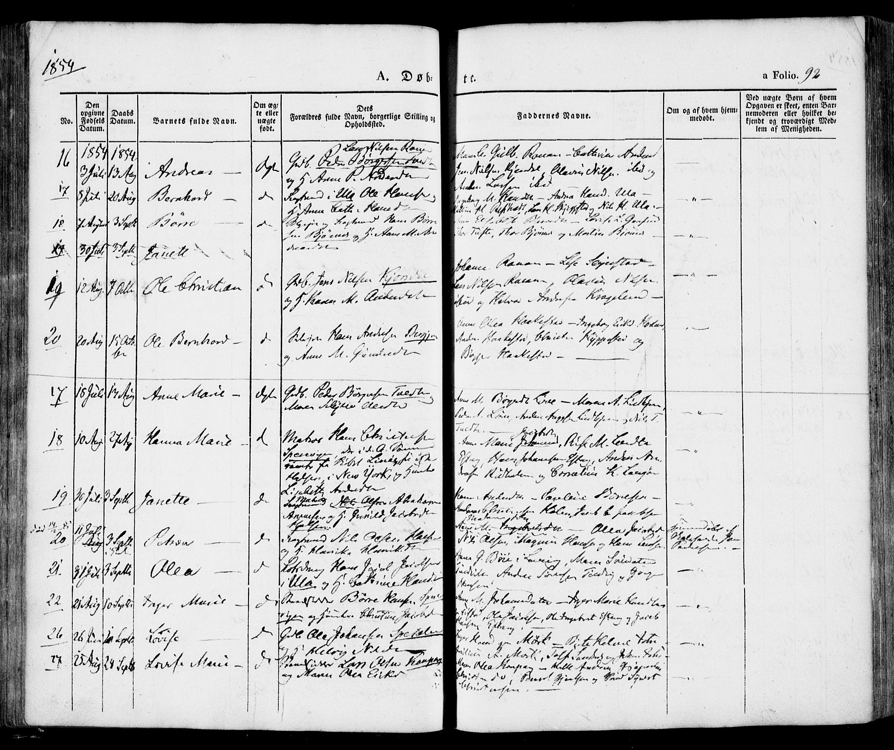 Tjølling kirkebøker, AV/SAKO-A-60/F/Fa/L0006: Parish register (official) no. 6, 1835-1859, p. 92