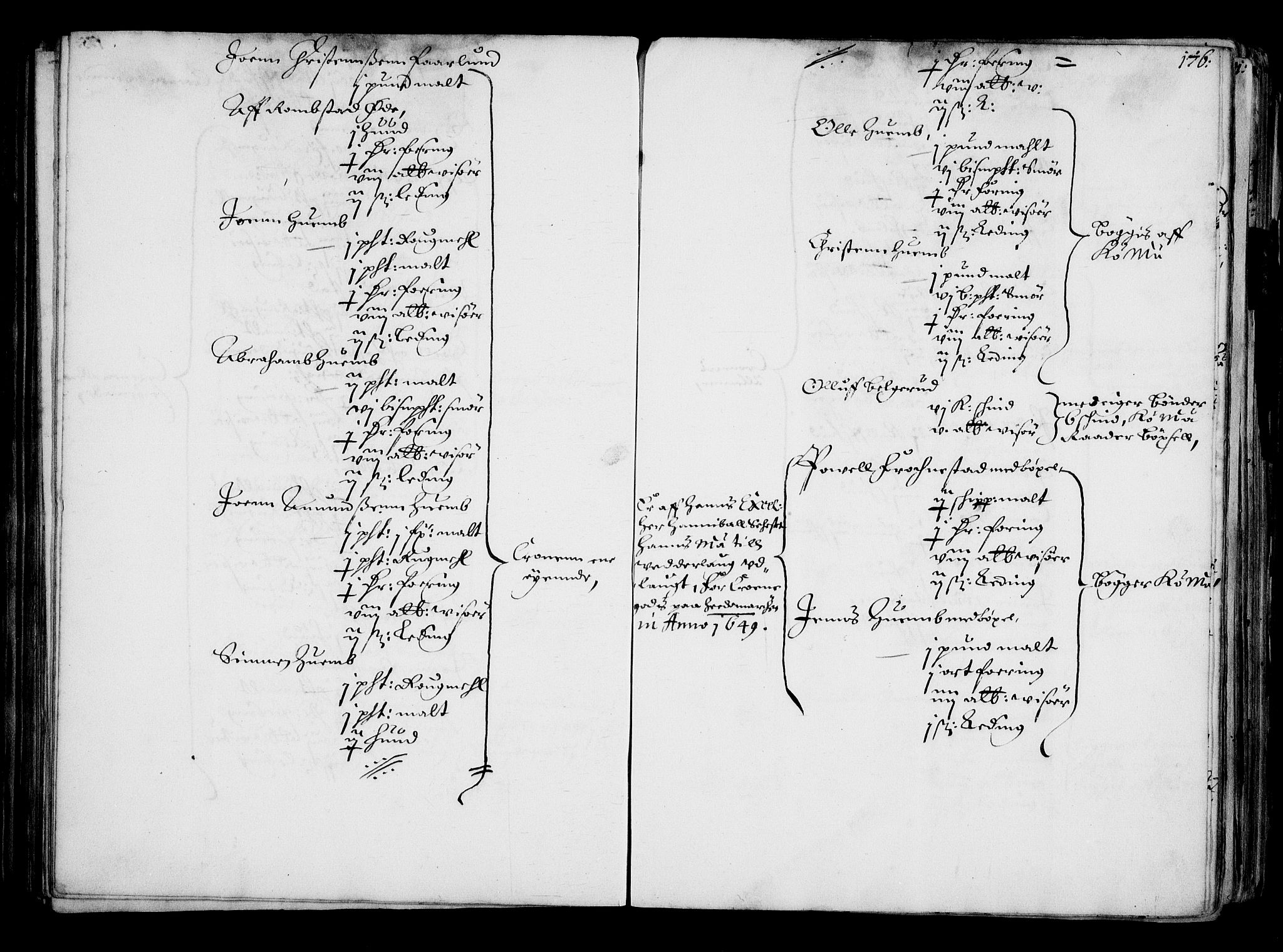 Rentekammeret inntil 1814, Realistisk ordnet avdeling, AV/RA-EA-4070/N/Na/L0001: [XI f]: Akershus stifts jordebok, 1652, p. 175b-176a