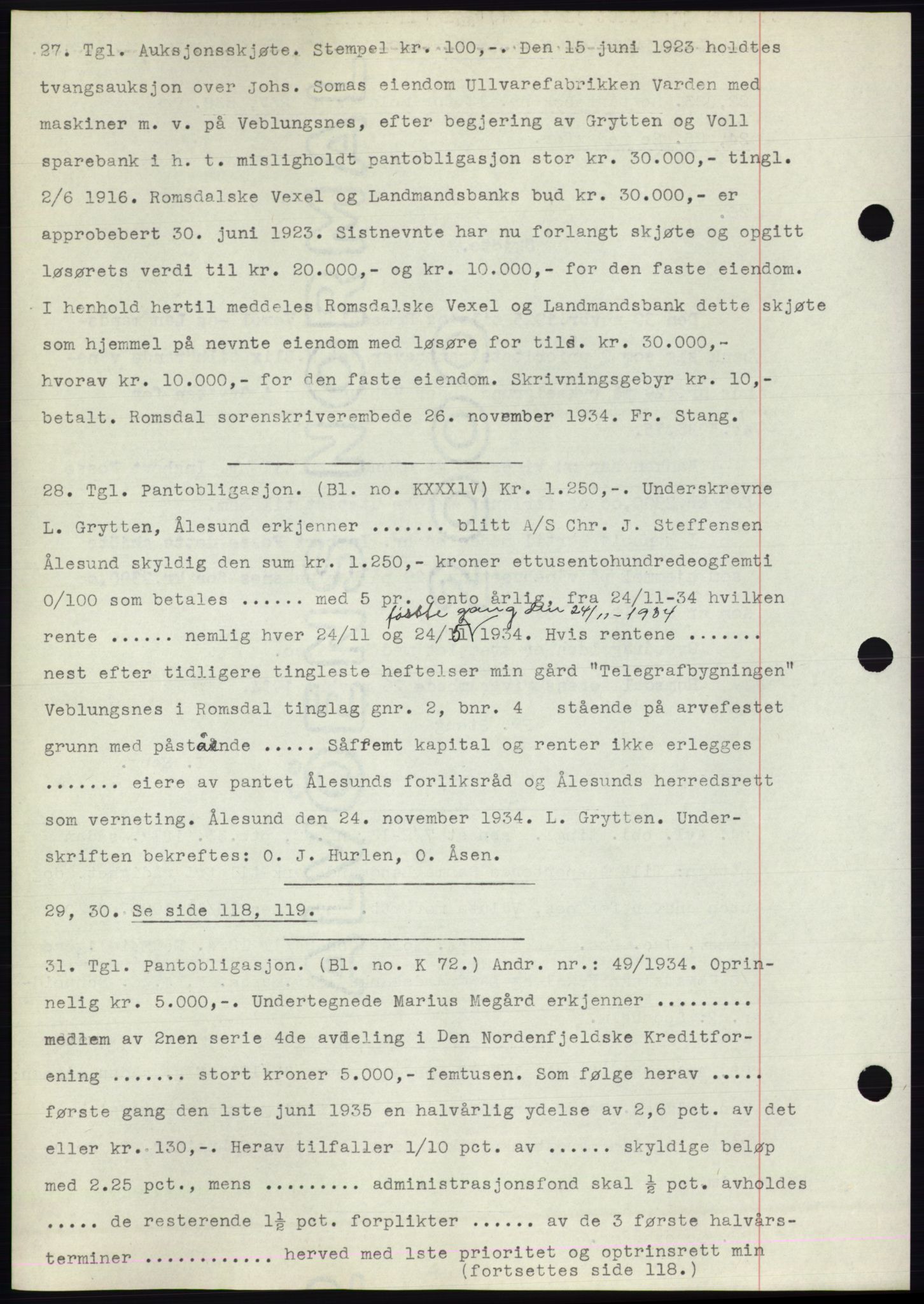 Romsdal sorenskriveri, AV/SAT-A-4149/1/2/2C/L0066: Mortgage book no. 60, 1934-1935, Deed date: 01.12.1934