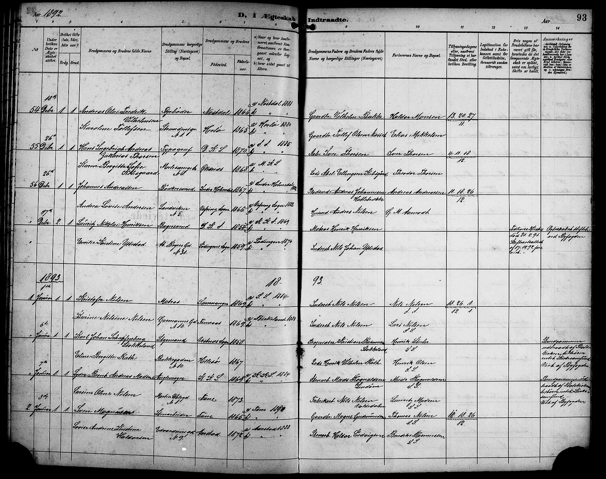 Sandviken Sokneprestembete, SAB/A-77601/H/Hb/L0003: Parish register (copy) no. A 4, 1892-1901, p. 93