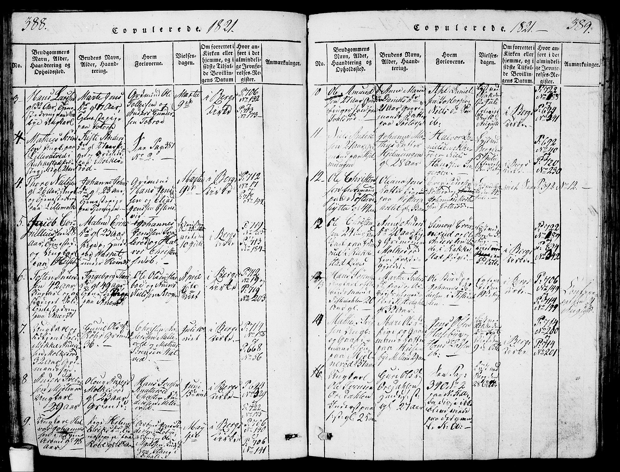 Berg prestekontor Kirkebøker, SAO/A-10902/G/Ga/L0001: Parish register (copy) no. I 1, 1815-1832, p. 388-389