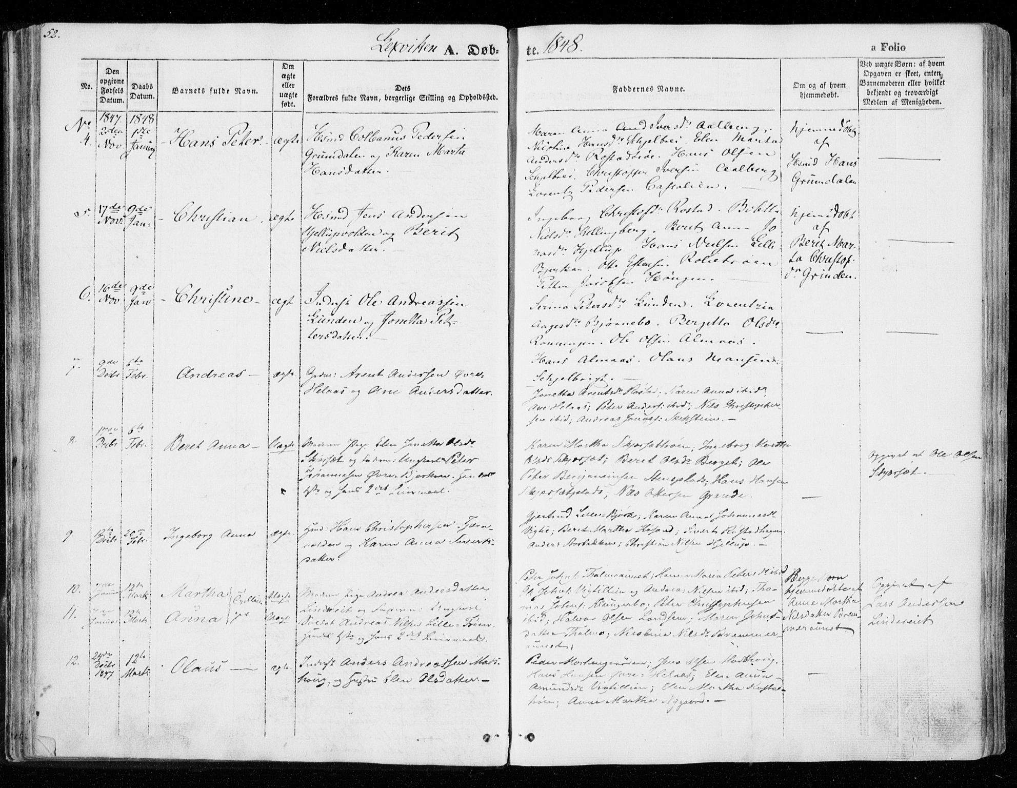 Ministerialprotokoller, klokkerbøker og fødselsregistre - Nord-Trøndelag, SAT/A-1458/701/L0007: Parish register (official) no. 701A07 /1, 1842-1854, p. 52