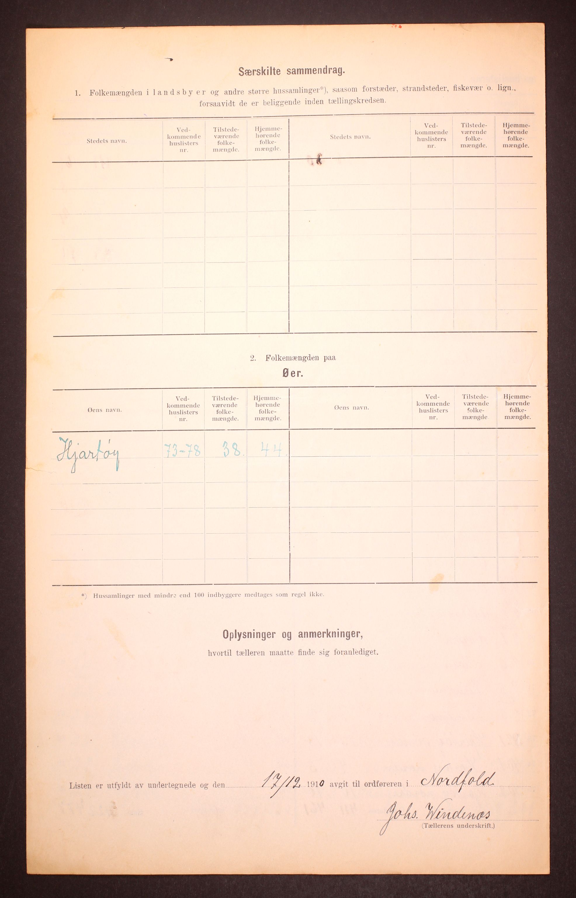 RA, 1910 census for Nordfold, 1910, p. 6