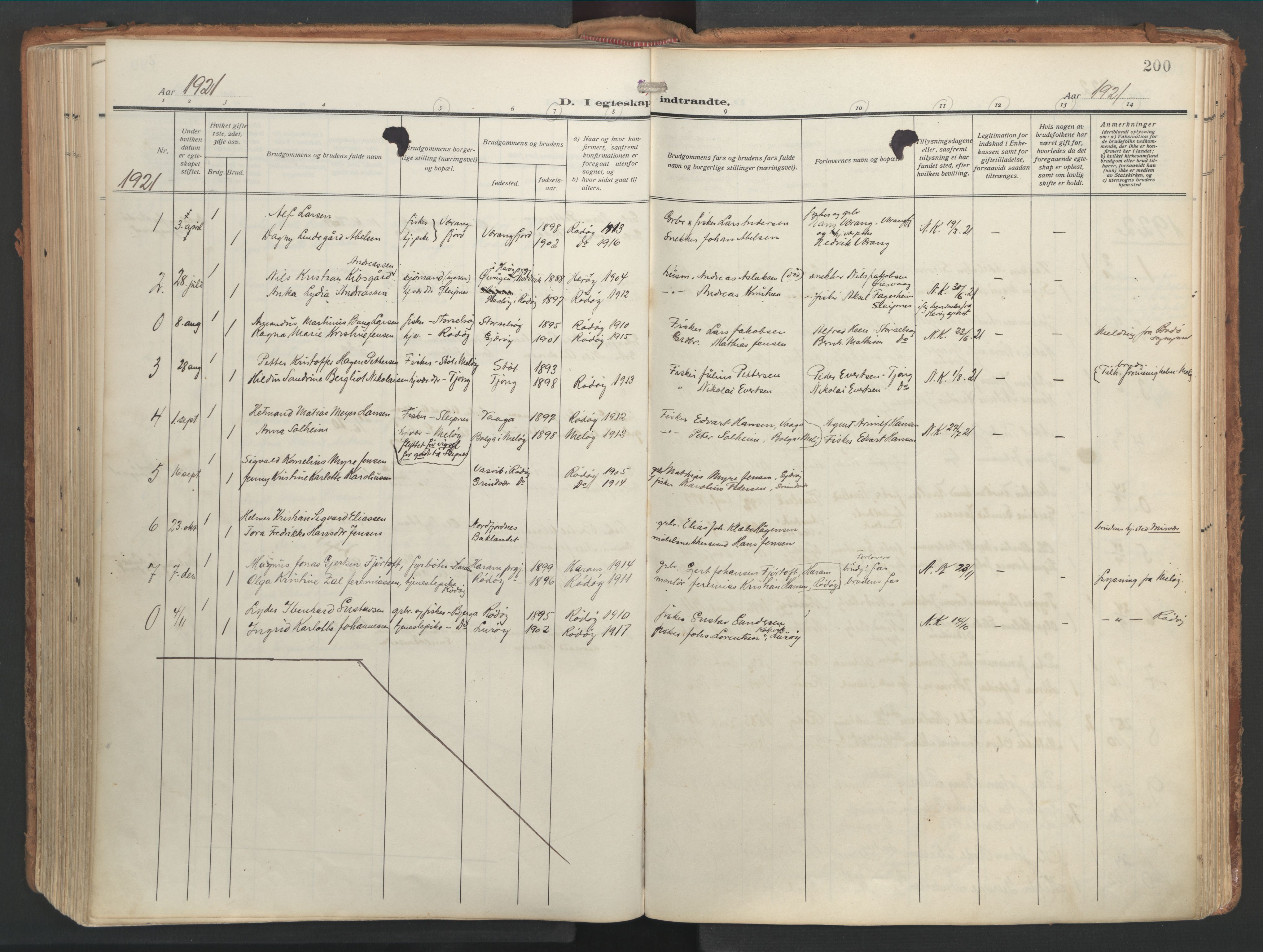 Ministerialprotokoller, klokkerbøker og fødselsregistre - Nordland, SAT/A-1459/841/L0614: Parish register (official) no. 841A17, 1911-1925, p. 200