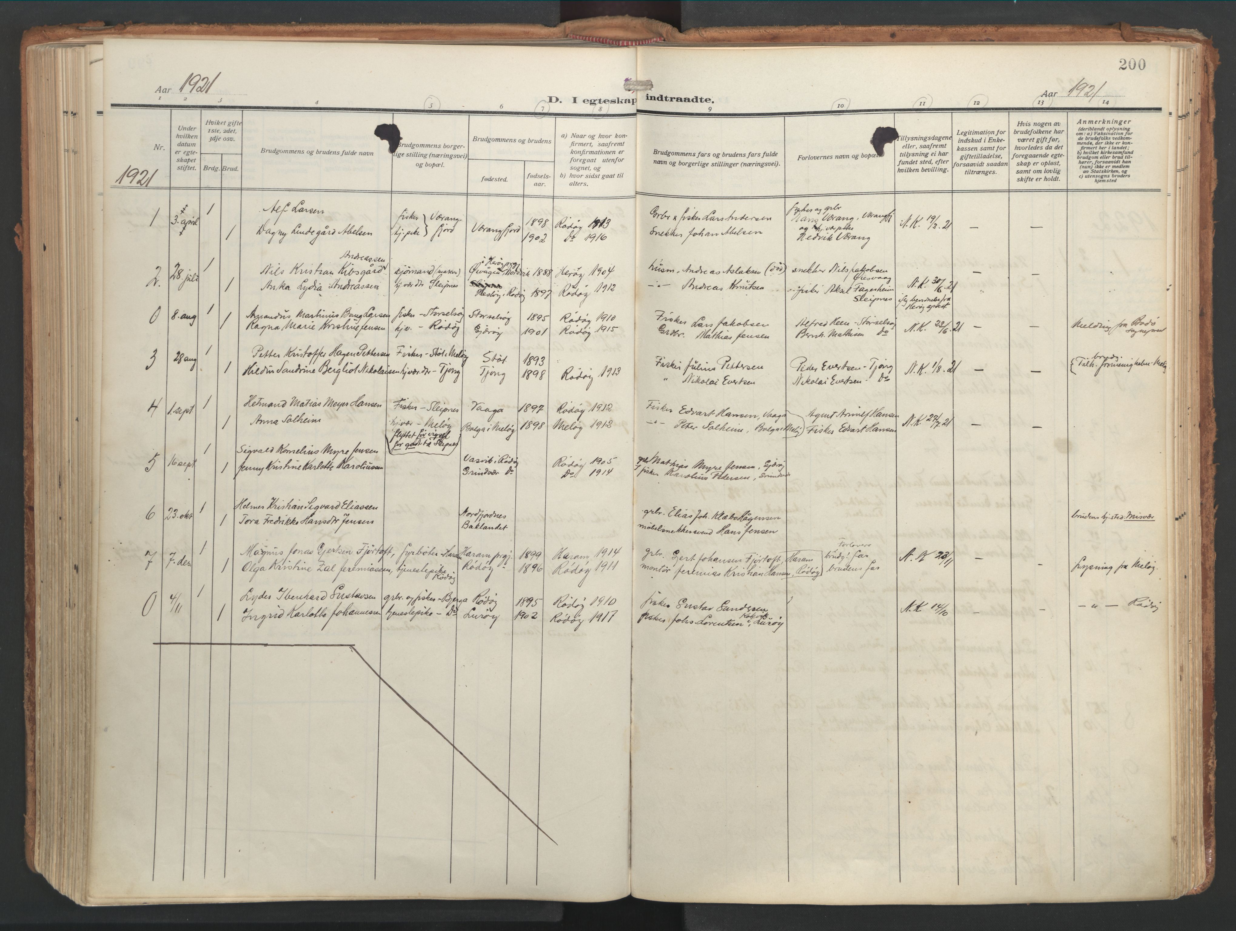 Ministerialprotokoller, klokkerbøker og fødselsregistre - Nordland, AV/SAT-A-1459/841/L0614: Parish register (official) no. 841A17, 1911-1925, p. 200