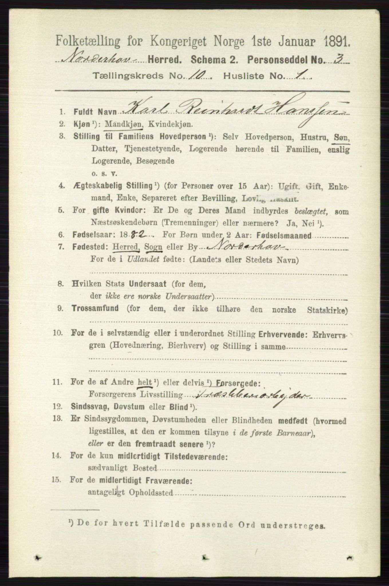 RA, 1891 census for 0613 Norderhov, 1891, p. 7515