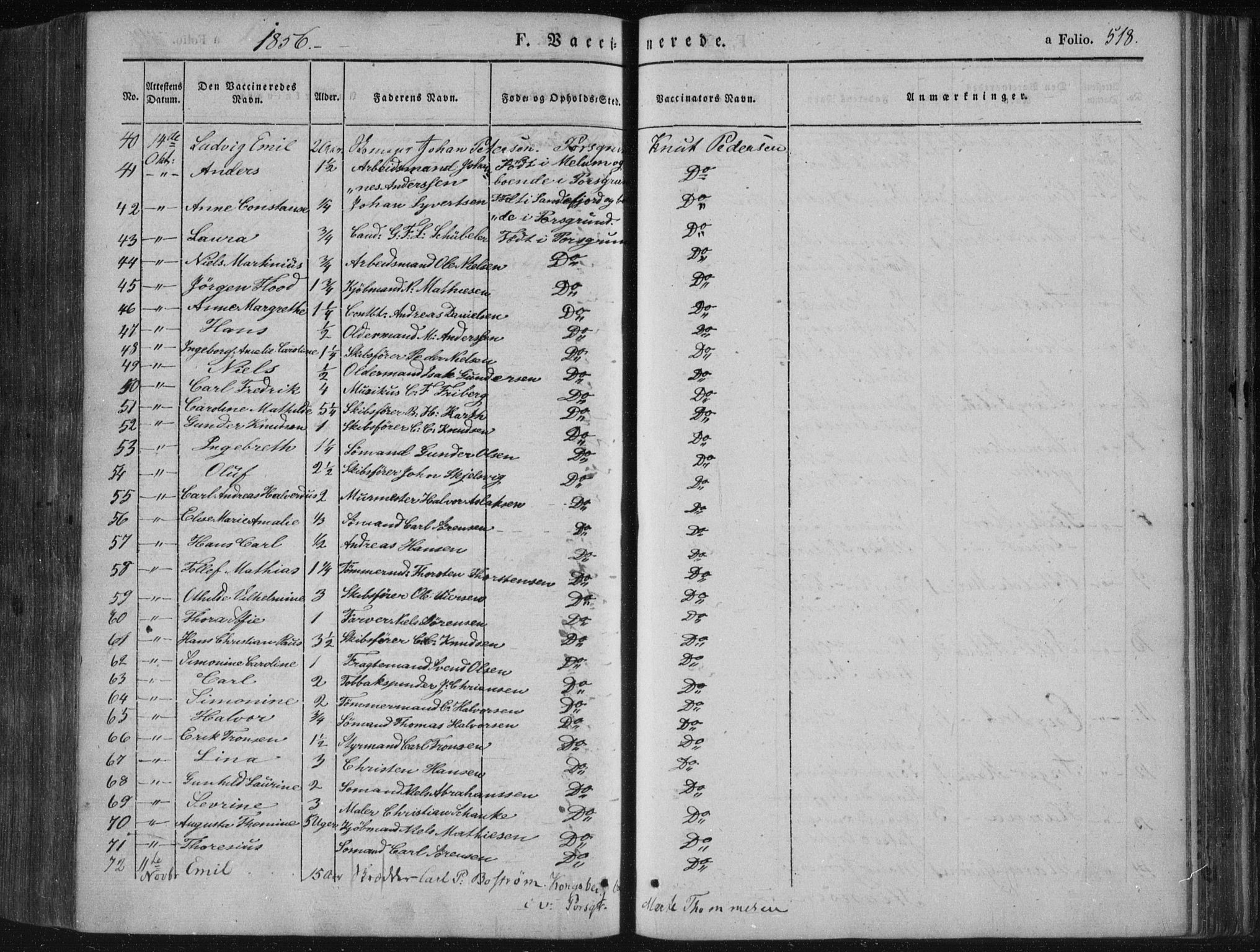 Porsgrunn kirkebøker , SAKO/A-104/F/Fa/L0006: Parish register (official) no. 6, 1841-1857, p. 518