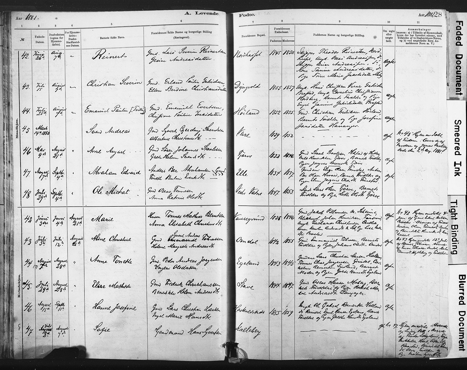 Lista sokneprestkontor, AV/SAK-1111-0027/F/Fa/L0012: Parish register (official) no. A 12, 1879-1903, p. 28