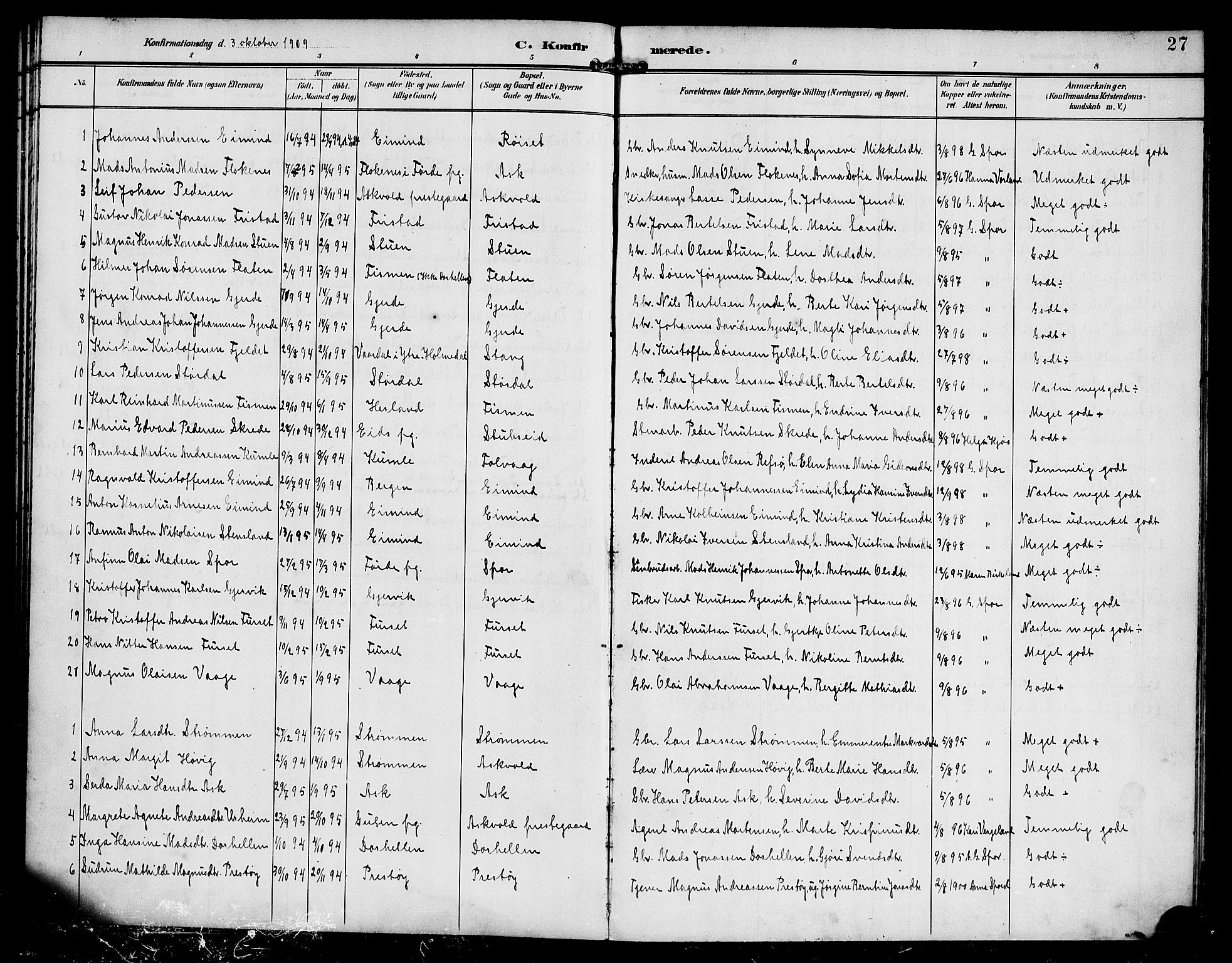 Askvoll sokneprestembete, SAB/A-79501/H/Haa/Haab/L0001: Parish register (official) no. B 1, 1896-1920, p. 27