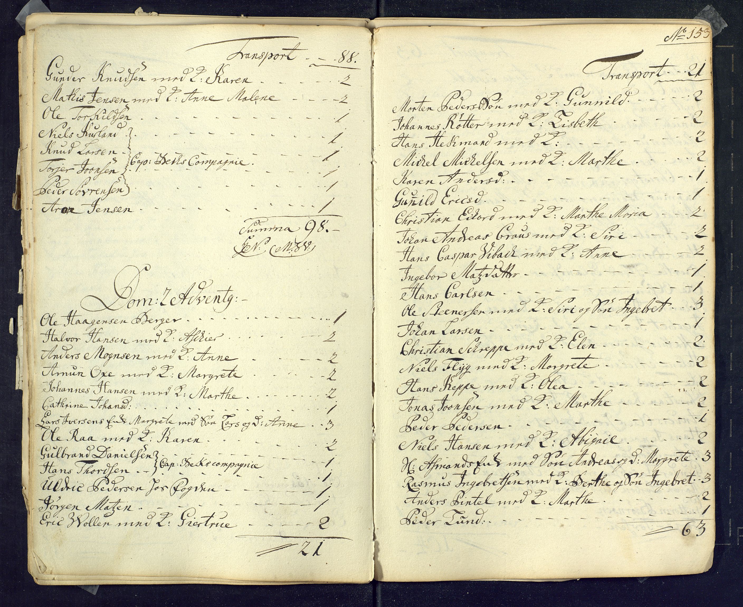 Kongsberg kirkebøker, AV/SAKO-A-22/M/Ma/L0001: Communicants register no. 1, 1731-1739, p. 153
