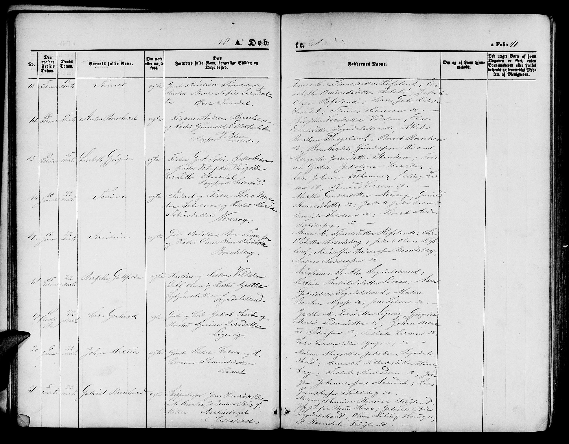 Sokndal sokneprestkontor, SAST/A-101808: Parish register (copy) no. B 3, 1865-1879, p. 41