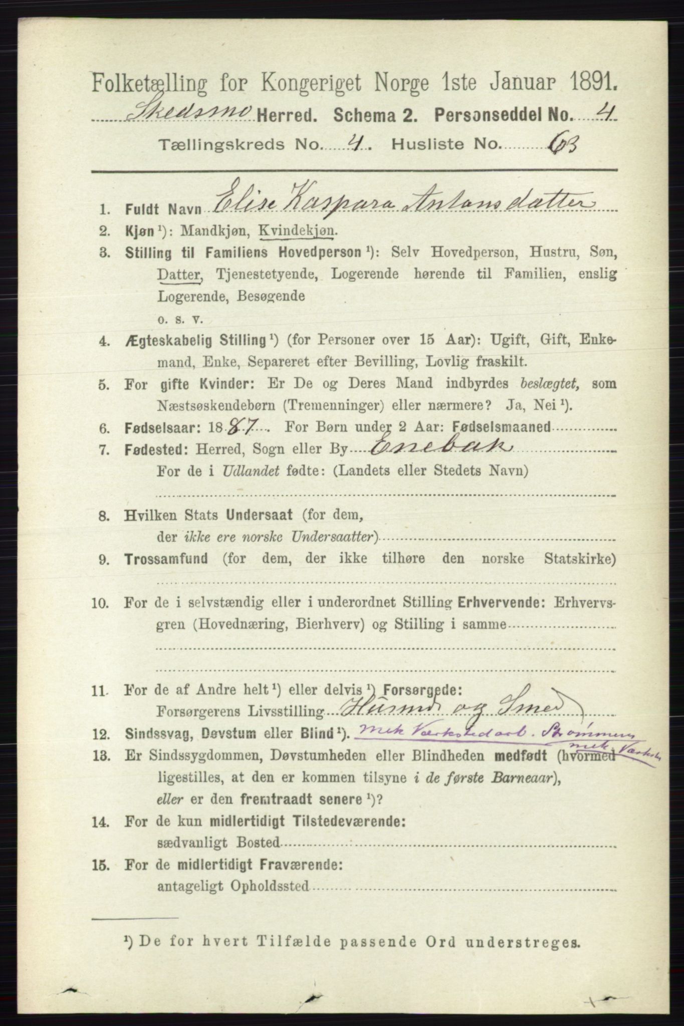 RA, 1891 census for 0231 Skedsmo, 1891, p. 2237