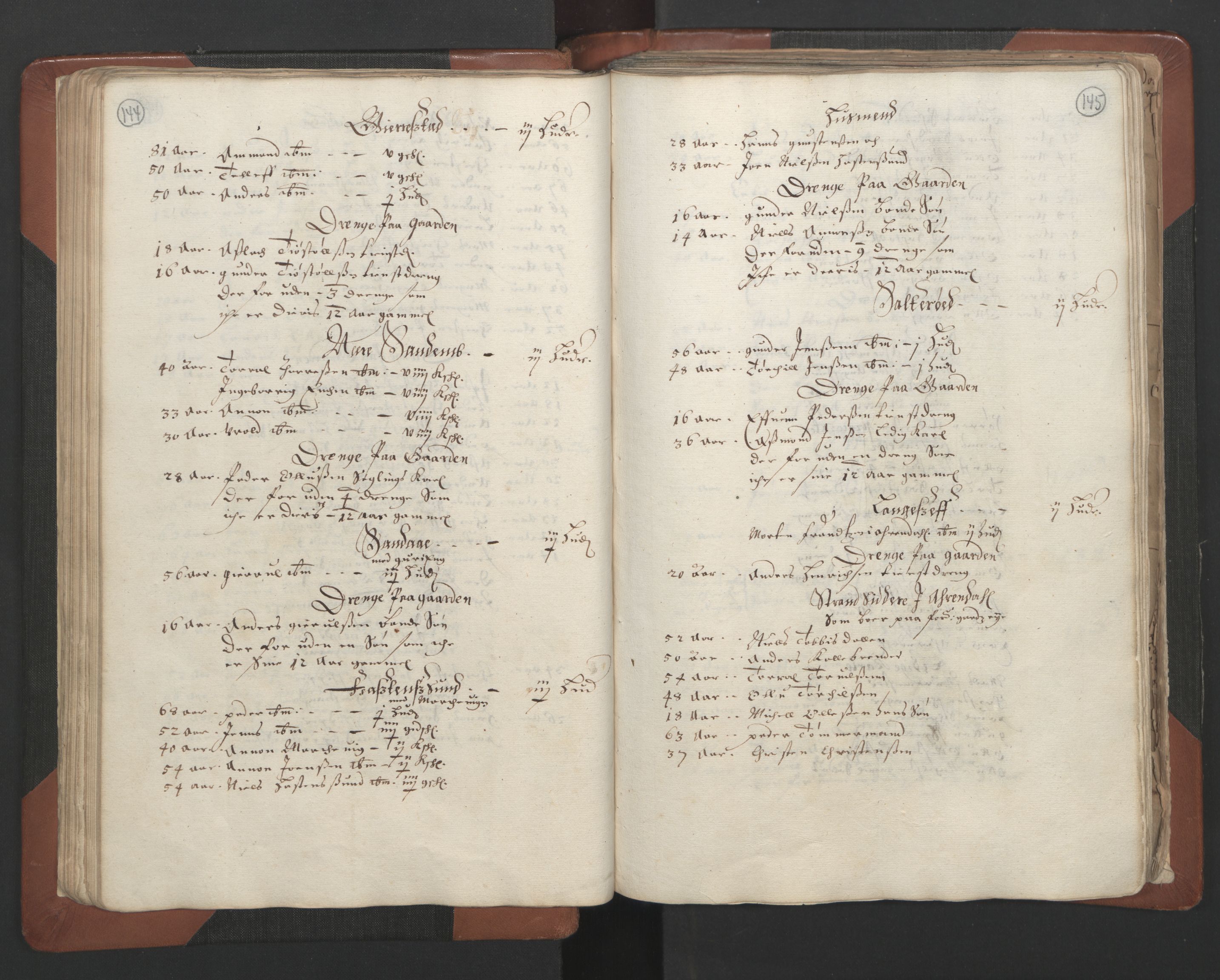 RA, Bailiff's Census 1664-1666, no. 7: Nedenes fogderi, 1664-1666, p. 144-145