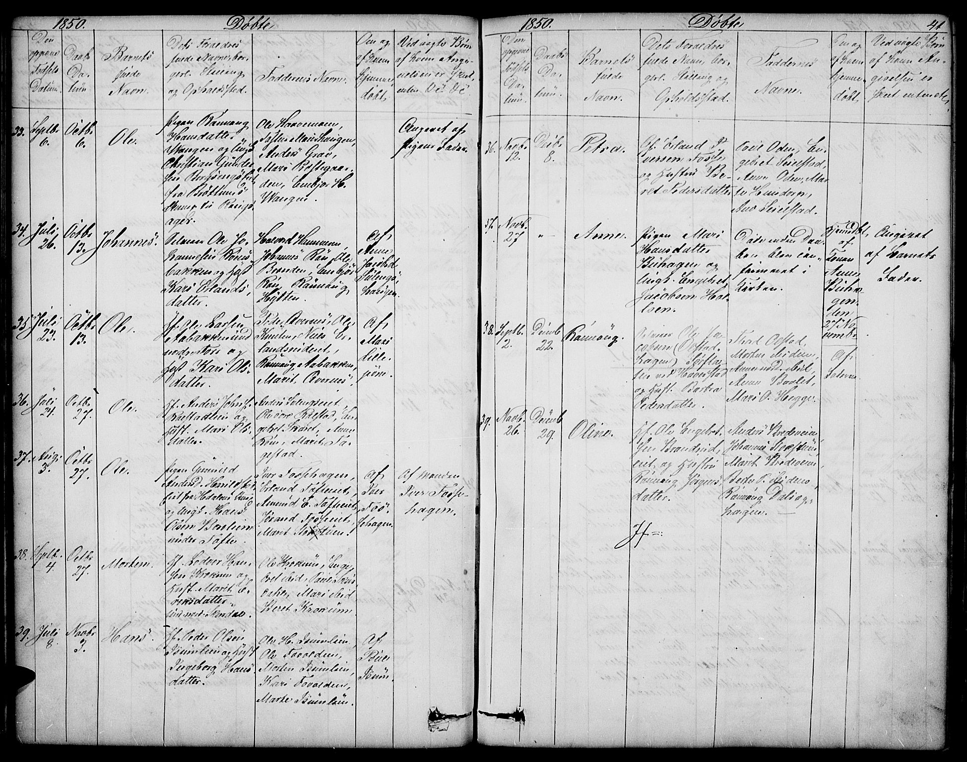 Sør-Fron prestekontor, SAH/PREST-010/H/Ha/Hab/L0001: Parish register (copy) no. 1, 1844-1863, p. 41