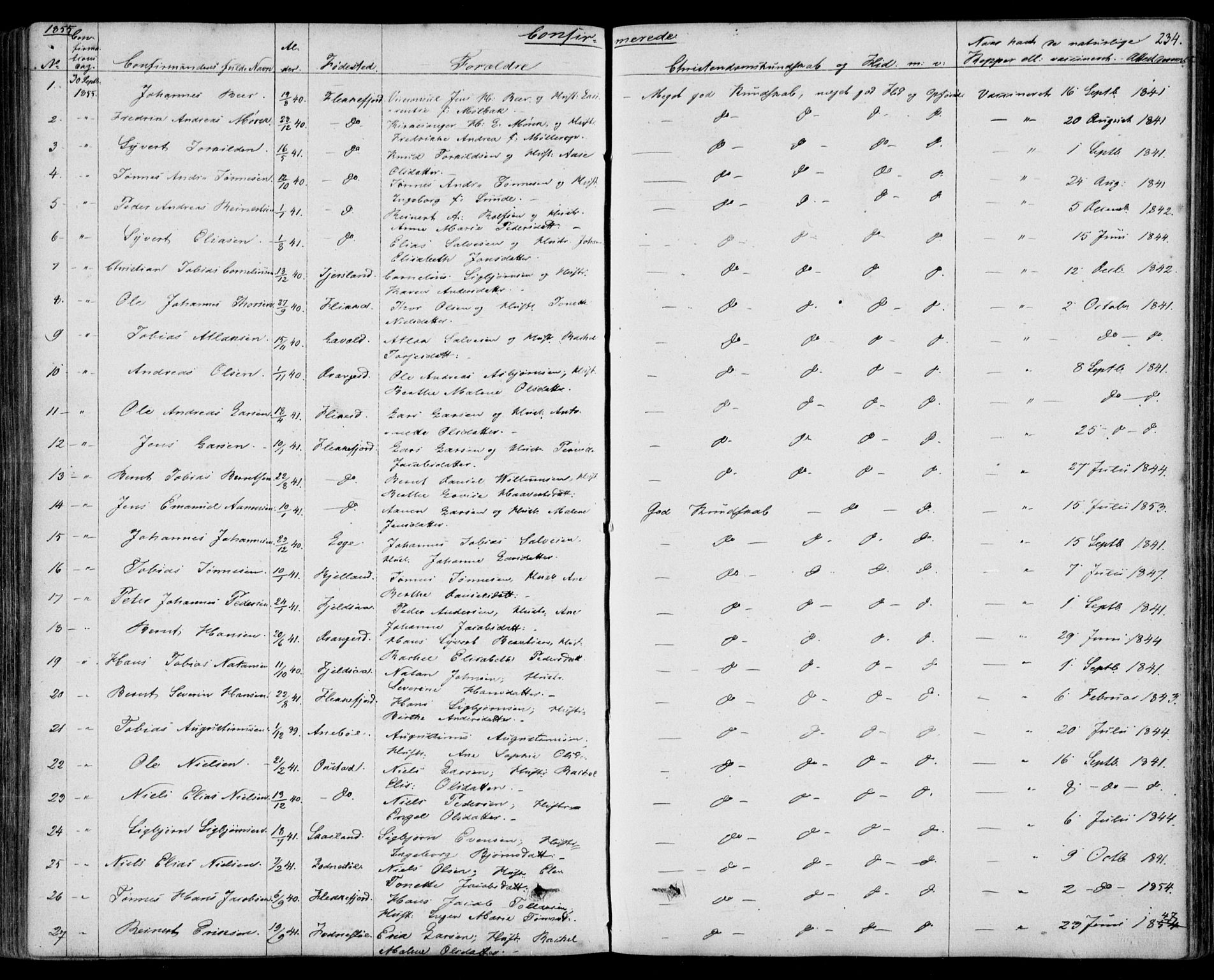 Flekkefjord sokneprestkontor, SAK/1111-0012/F/Fb/Fbc/L0005: Parish register (copy) no. B 5, 1846-1866, p. 234