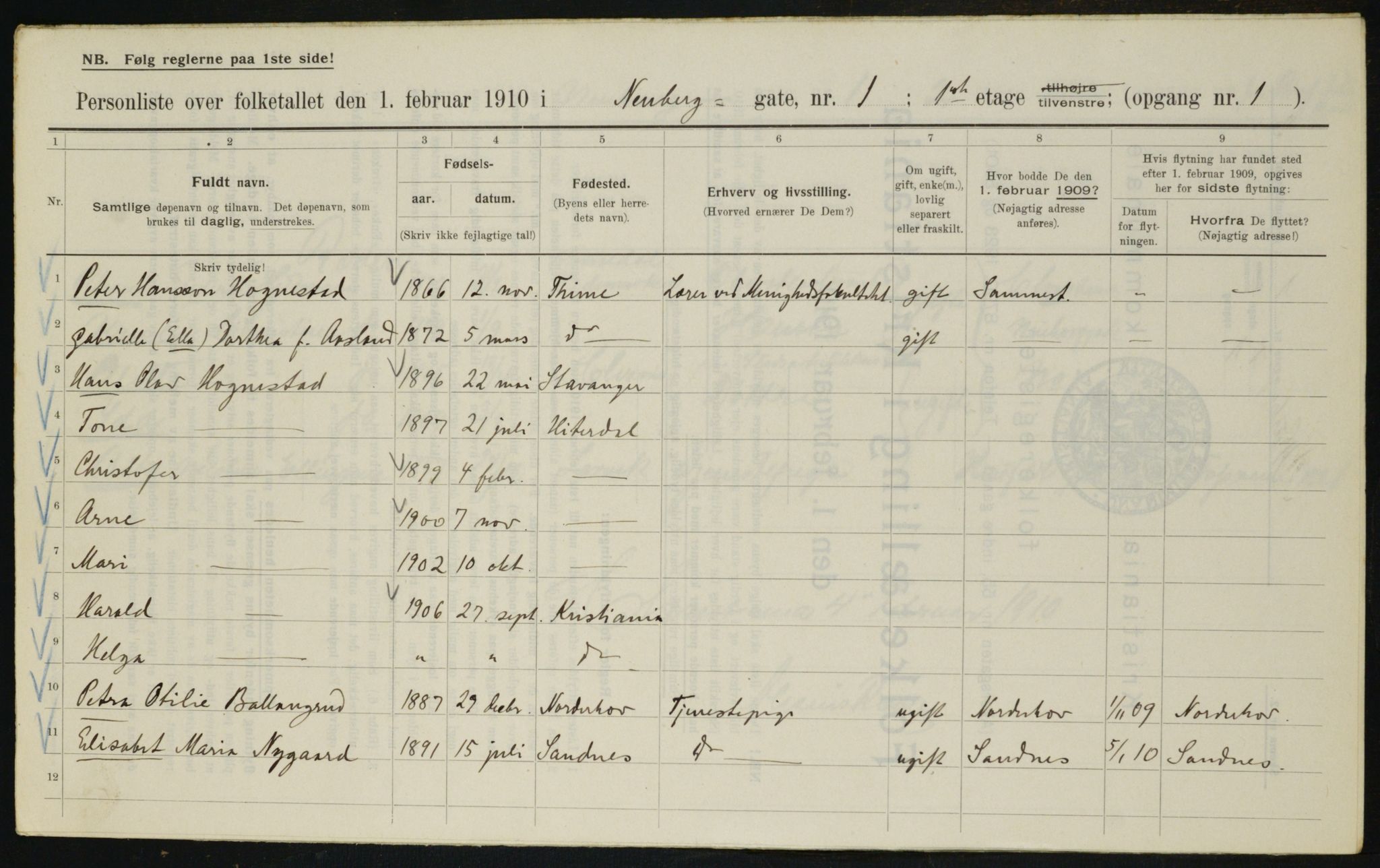 OBA, Municipal Census 1910 for Kristiania, 1910, p. 67340