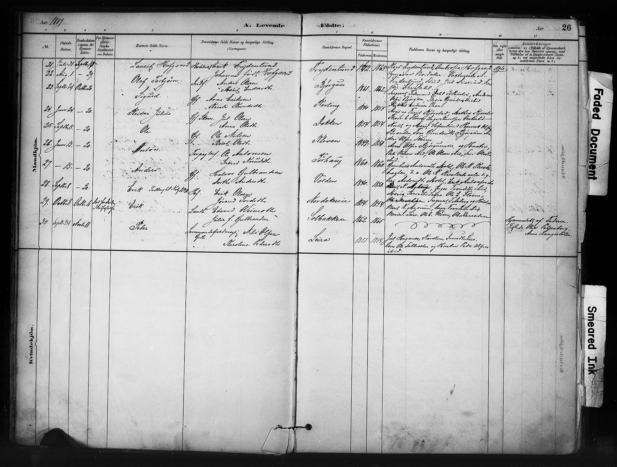 Nord-Aurdal prestekontor, SAH/PREST-132/H/Ha/Haa/L0013: Parish register (official) no. 13, 1883-1895, p. 26