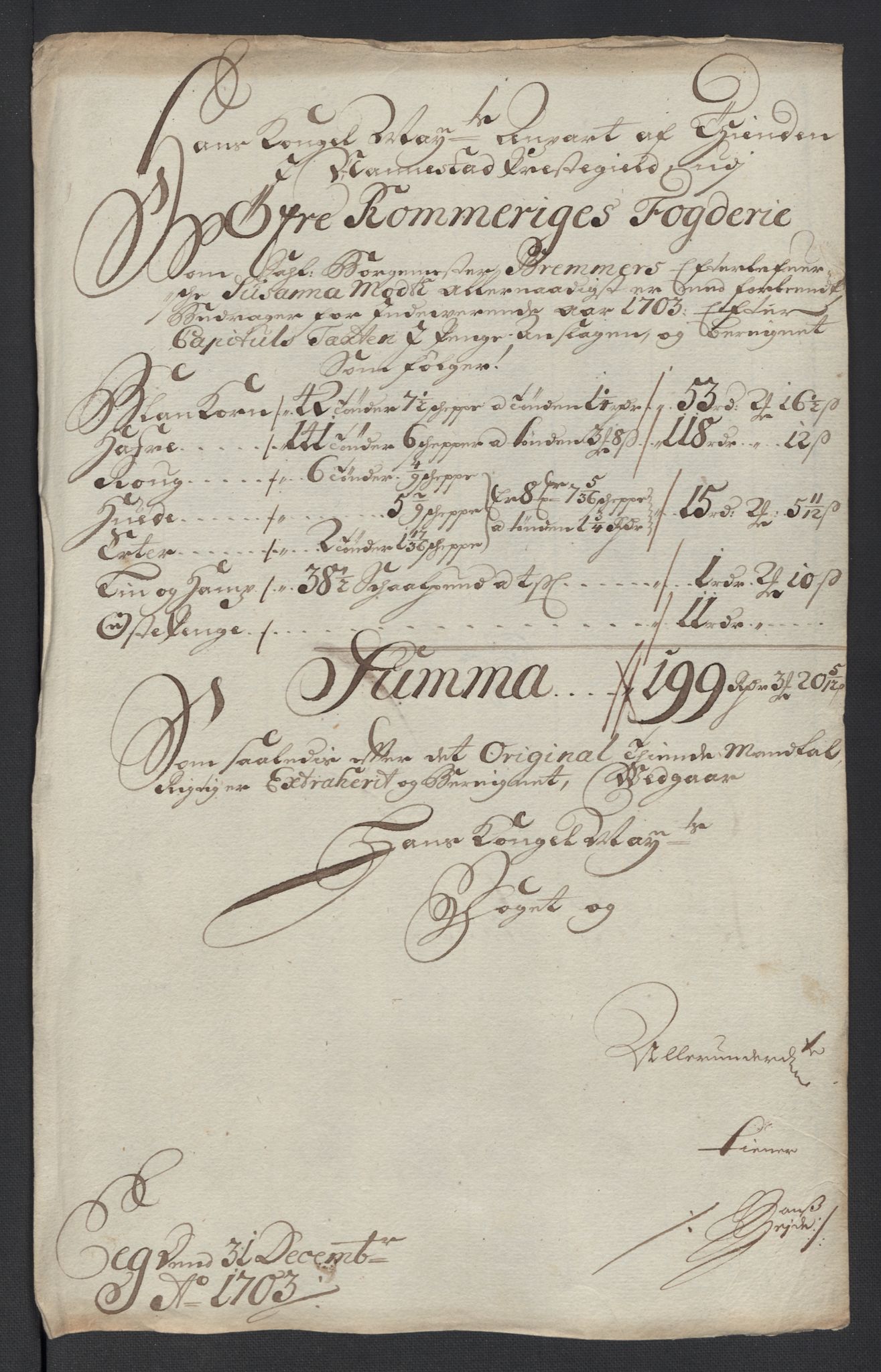 Rentekammeret inntil 1814, Reviderte regnskaper, Fogderegnskap, RA/EA-4092/R12/L0716: Fogderegnskap Øvre Romerike, 1703, p. 61
