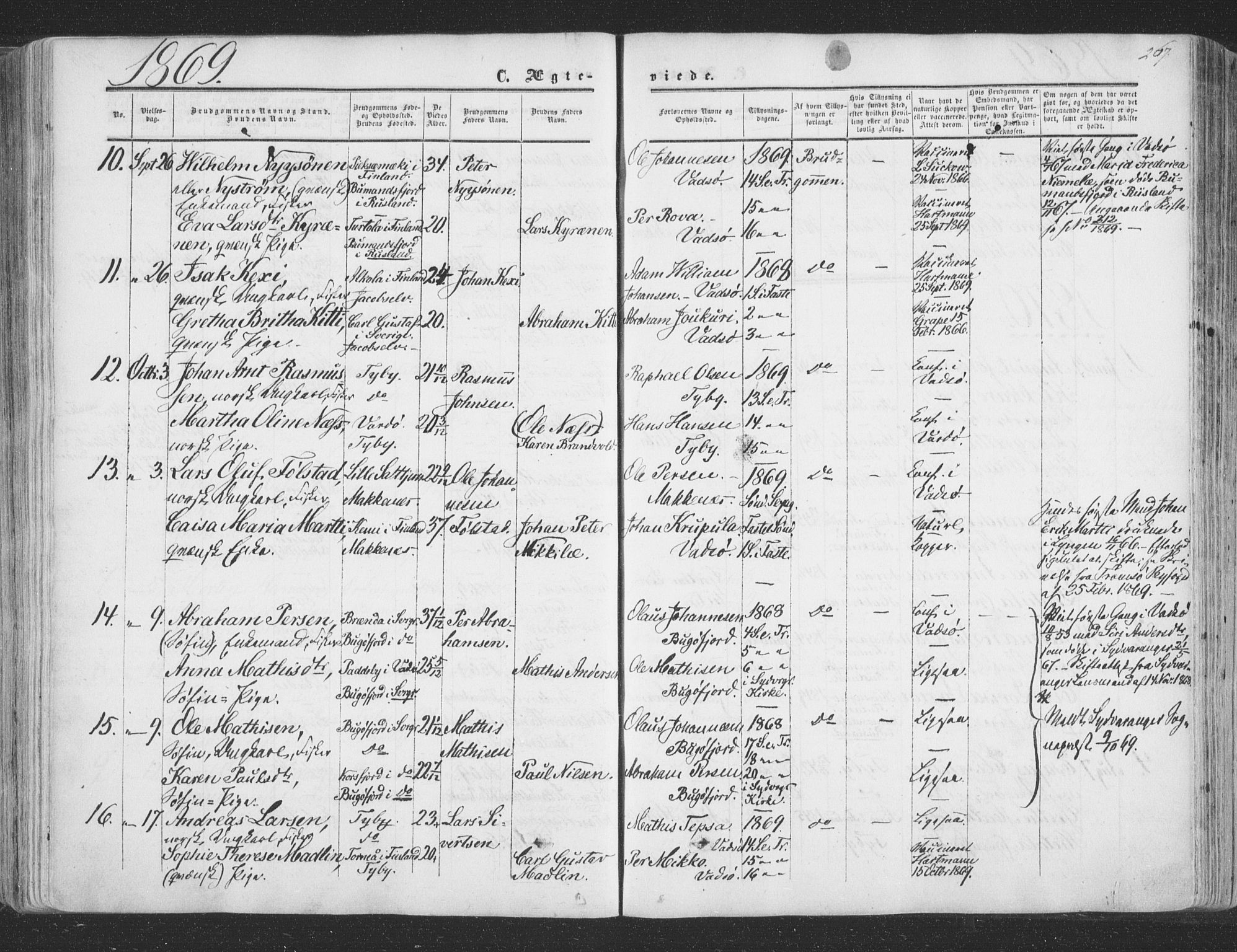 Vadsø sokneprestkontor, SATØ/S-1325/H/Ha/L0004kirke: Parish register (official) no. 4, 1854-1880, p. 267