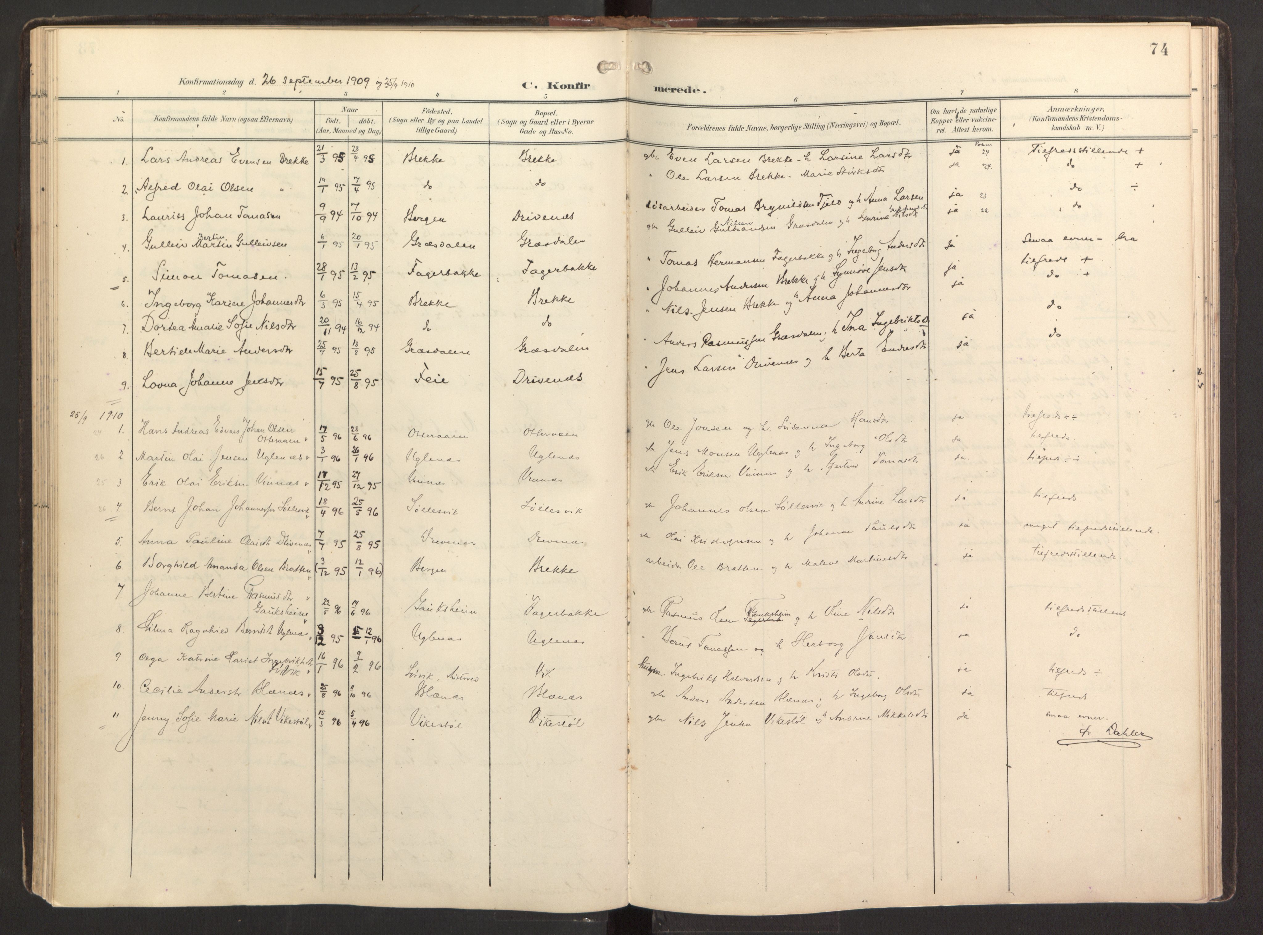Fitjar sokneprestembete, SAB/A-99926: Parish register (official) no. B 1, 1900-1926, p. 74