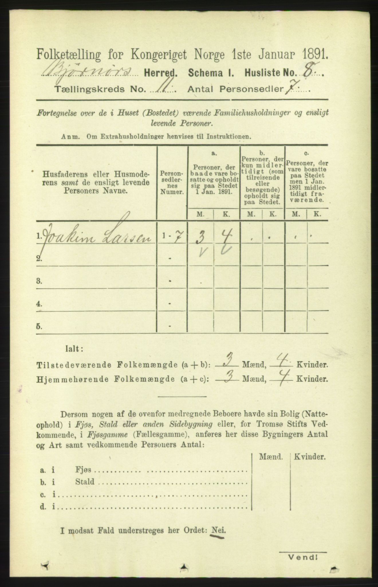 RA, 1891 census for 1632 Bjørnør, 1891, p. 4611