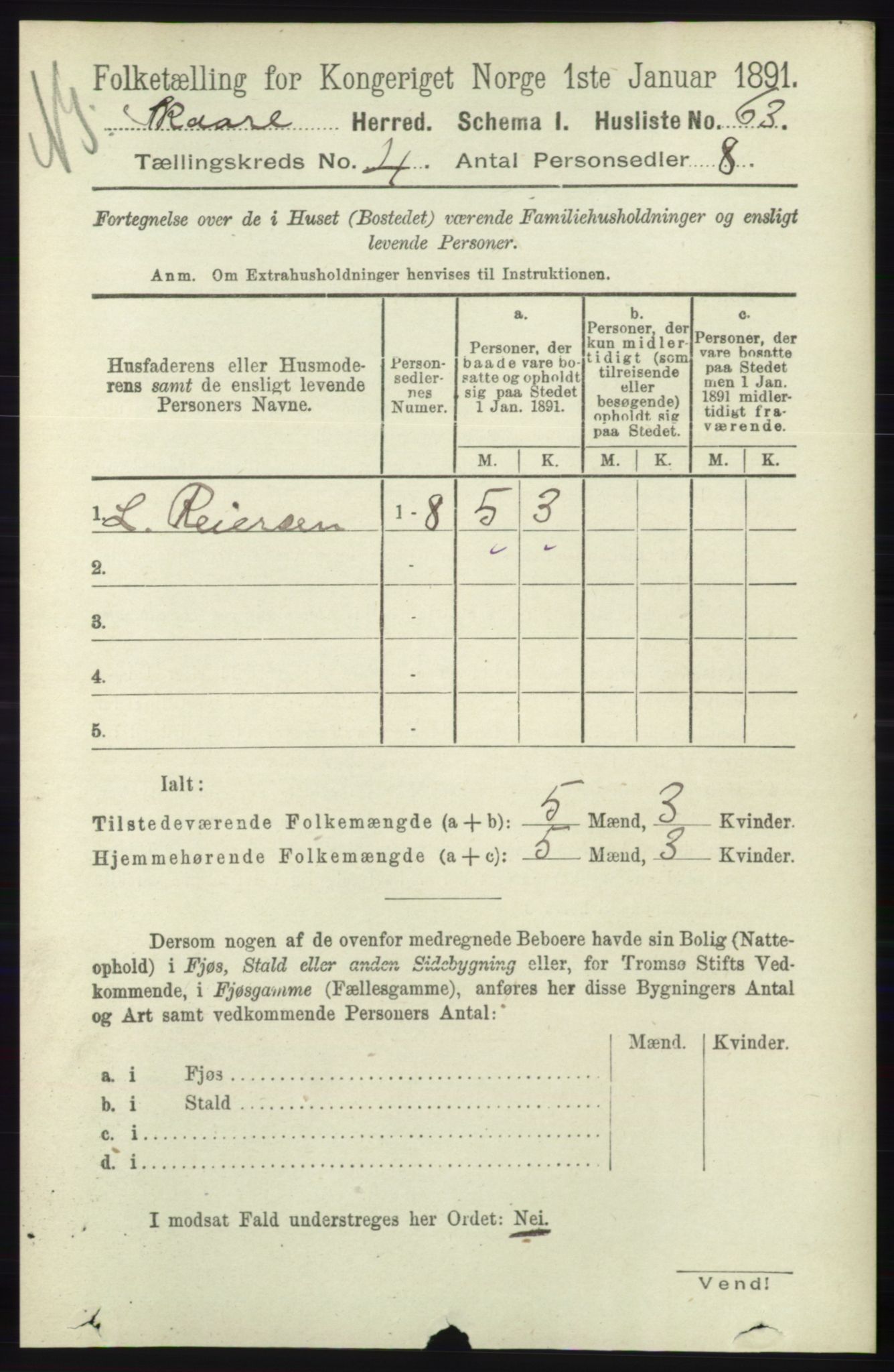 RA, 1891 census for 1153 Skåre, 1891, p. 1748