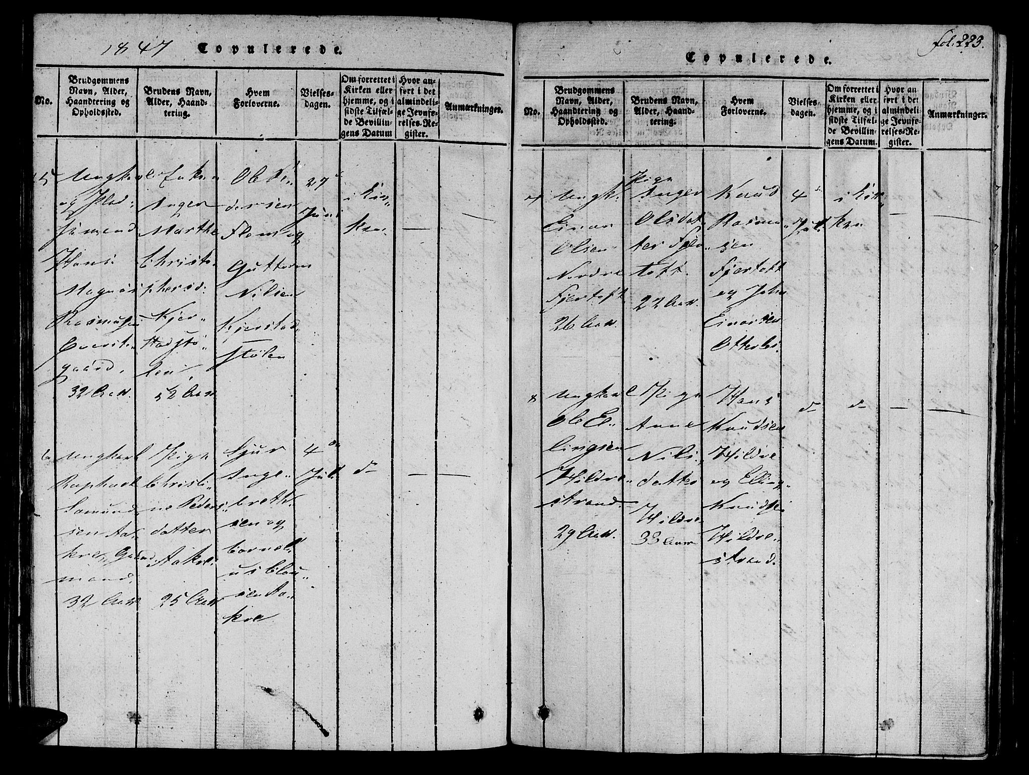 Ministerialprotokoller, klokkerbøker og fødselsregistre - Møre og Romsdal, SAT/A-1454/536/L0495: Parish register (official) no. 536A04, 1818-1847, p. 223