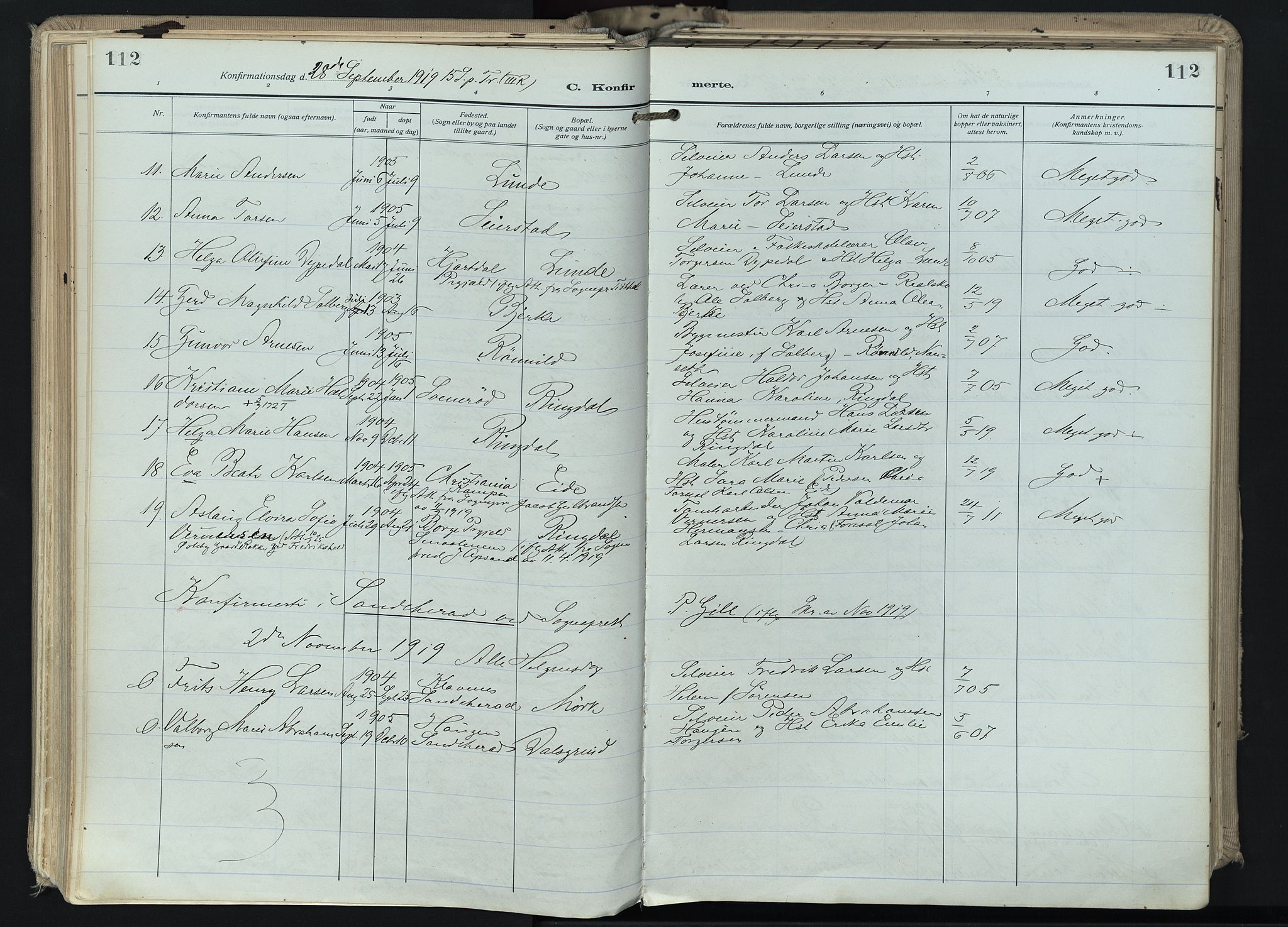 Hedrum kirkebøker, SAKO/A-344/F/Fa/L0011: Parish register (official) no. I 11, 1919-1933, p. 112
