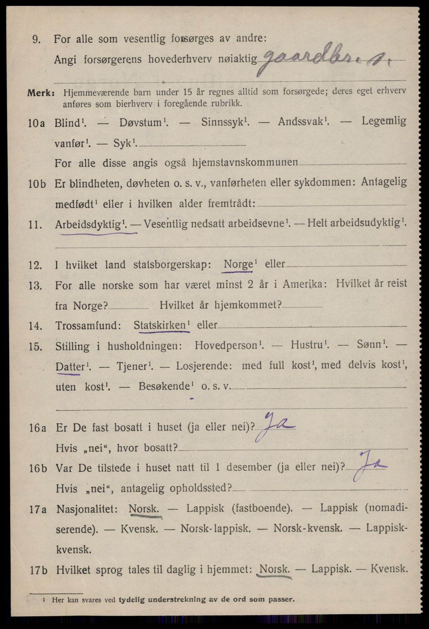 SAT, 1920 census for Kvenvær, 1920, p. 2099