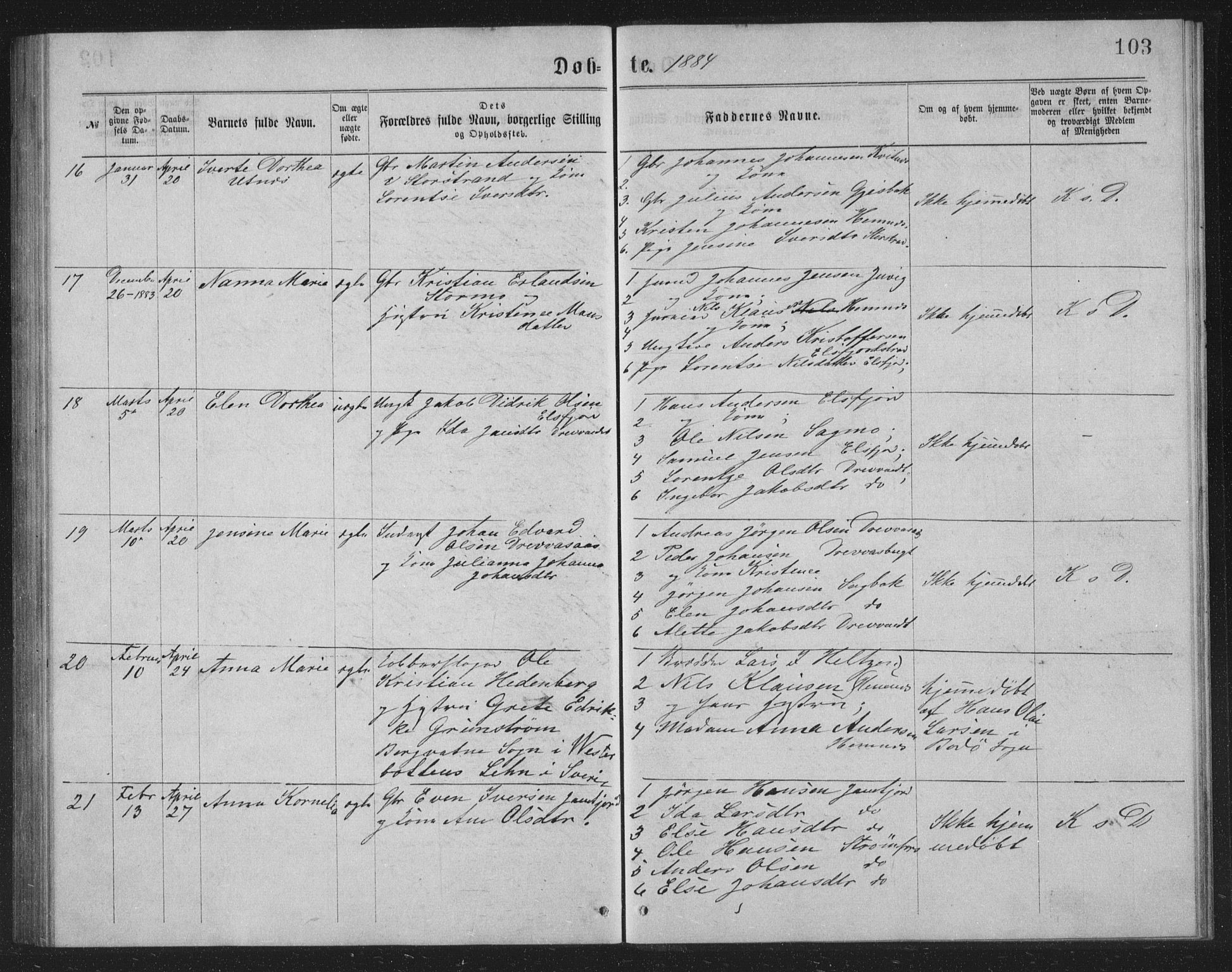 Ministerialprotokoller, klokkerbøker og fødselsregistre - Nordland, AV/SAT-A-1459/825/L0369: Parish register (copy) no. 825C06, 1873-1885, p. 103