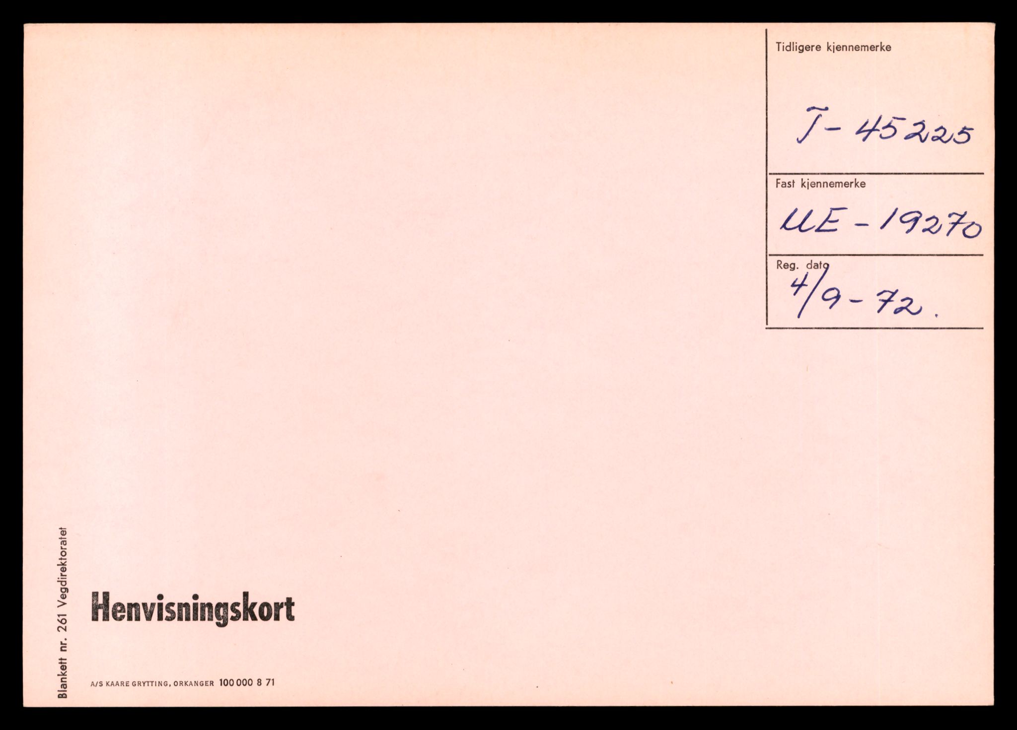 Møre og Romsdal vegkontor - Ålesund trafikkstasjon, AV/SAT-A-4099/F/Ff/L0009: Overførings-/henvisningskort T 45211 - T 47599, 1927-1998, p. 11